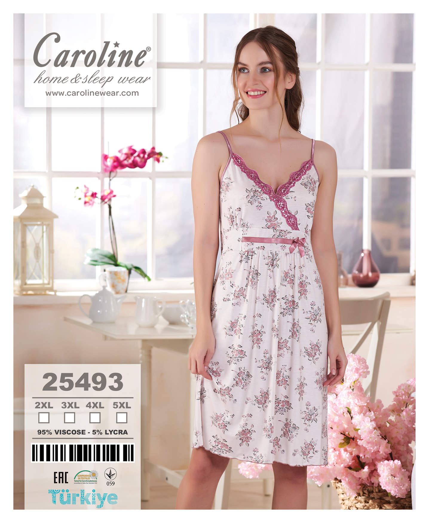 Caroline 25493 ночная рубашка 2XL, 3XL, 4XL, 5XL