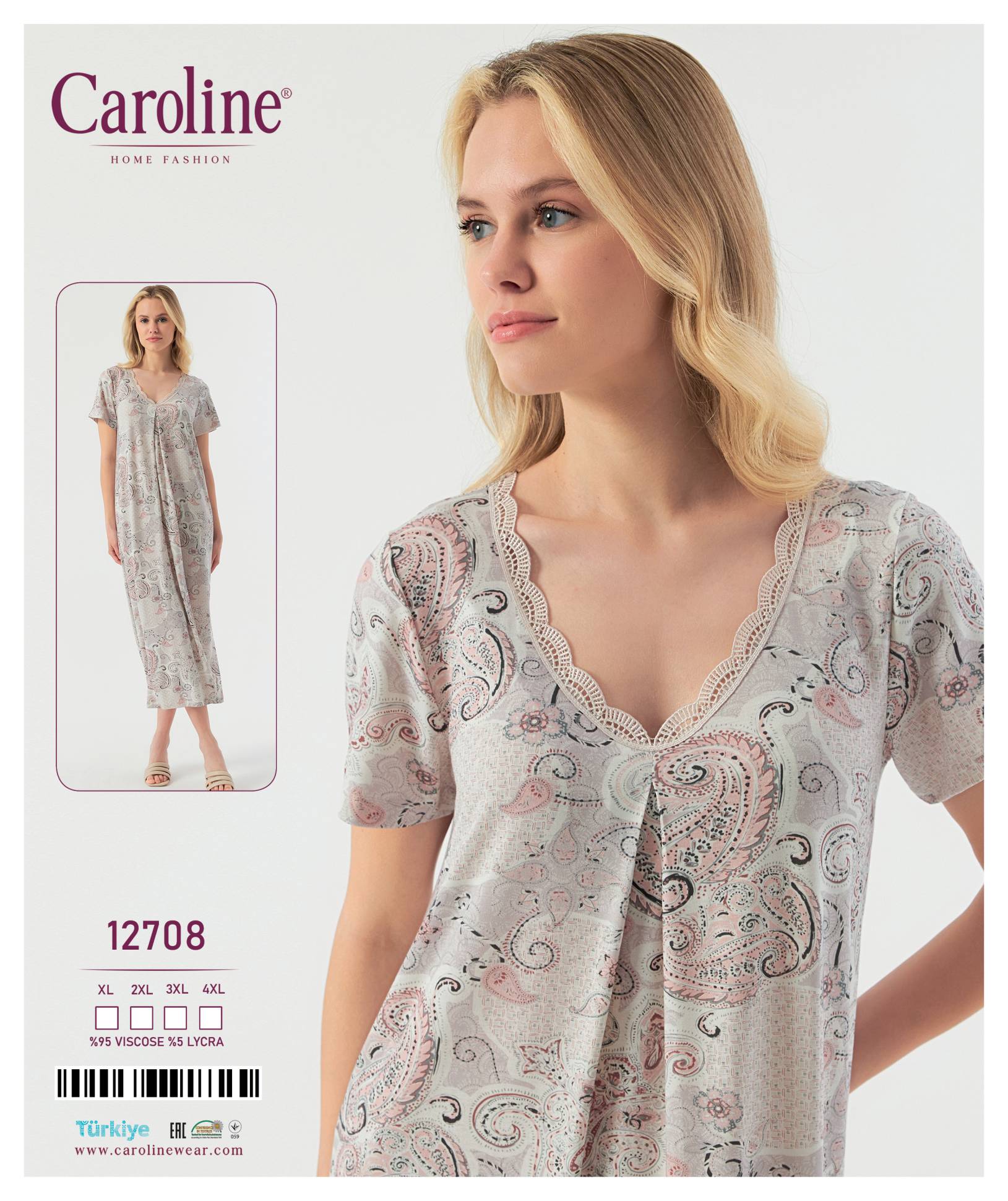 Caroline 12708 ночная рубашка XL, 2XL, 3XL, 4XL