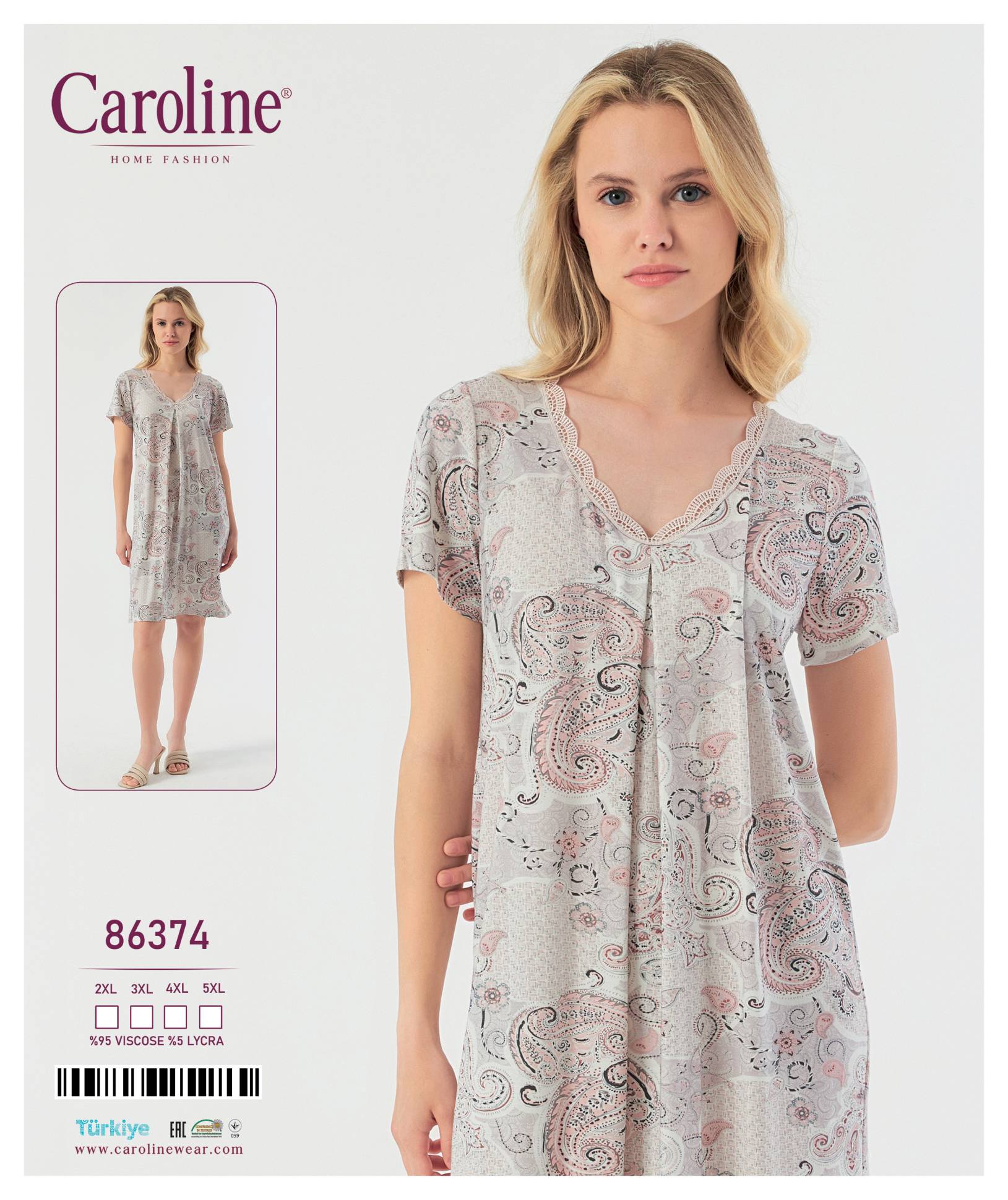 Caroline 86374 ночная рубашка 2XL, 3XL, 4XL, 5XL