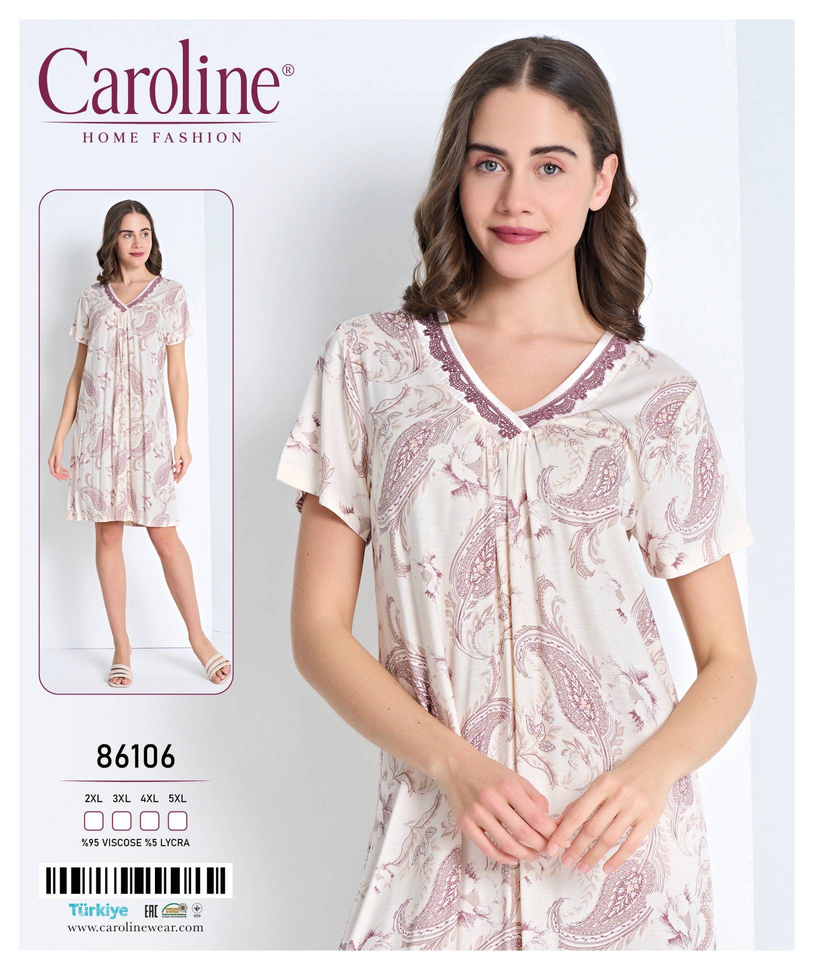 Caroline 86106 ночная рубашка 2XL, 3XL, 4XL, 5XL