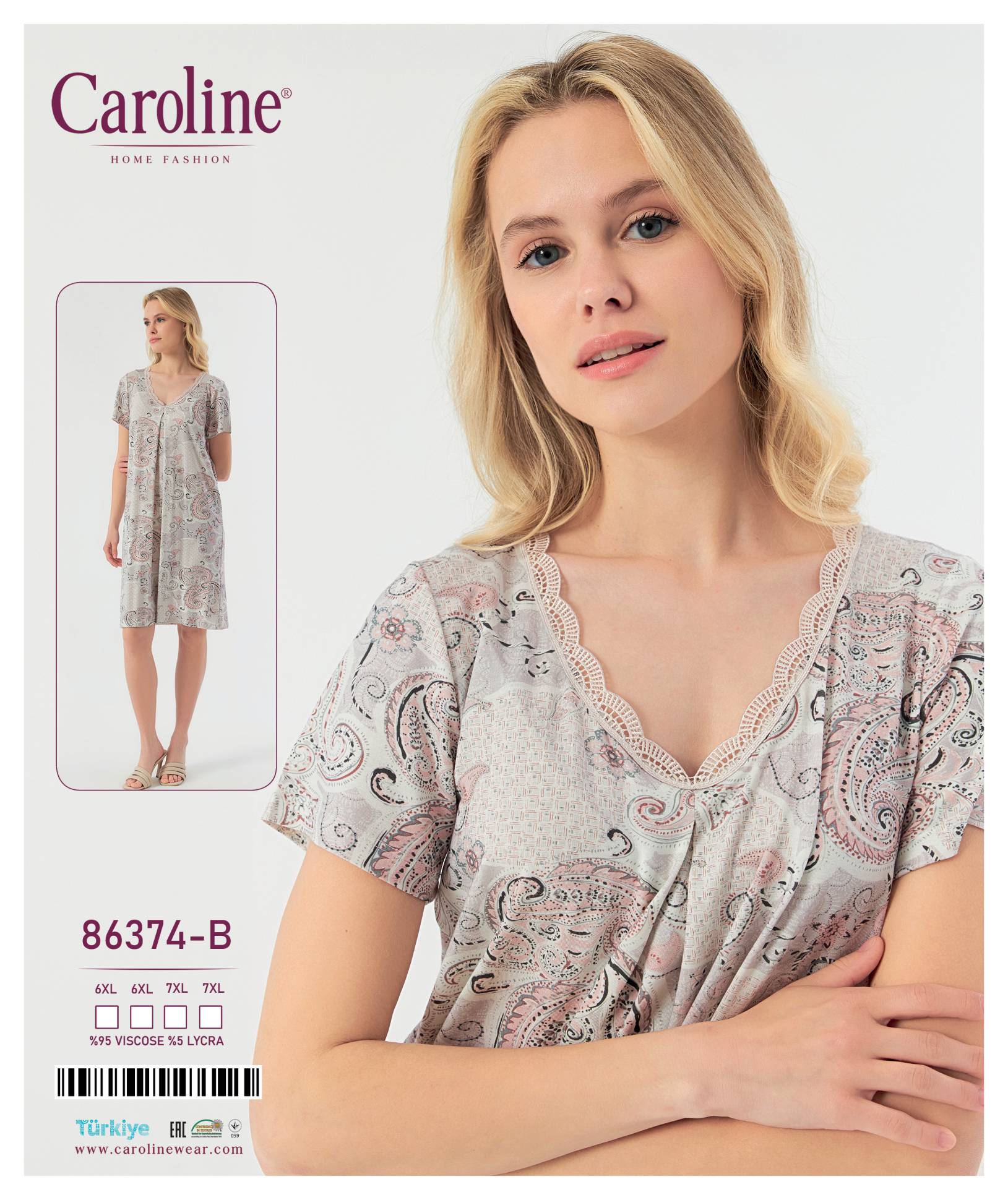 Caroline 86374-B ночная рубашка 6XL, 7XL