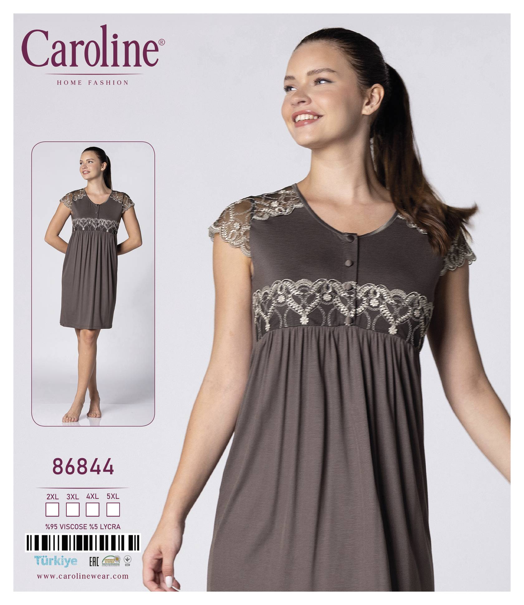 Caroline 86844 ночная рубашка 2XL, 3XL, 4XL, 5XL