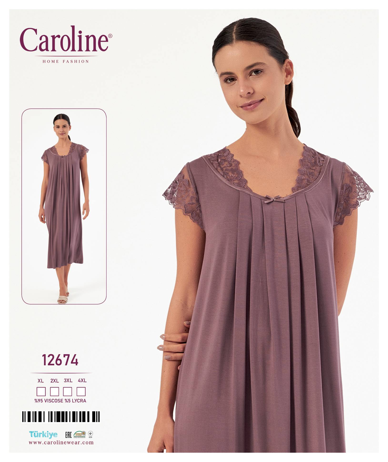 Caroline 12674 ночная рубашка XL, 2XL, 3XL, 4XL
