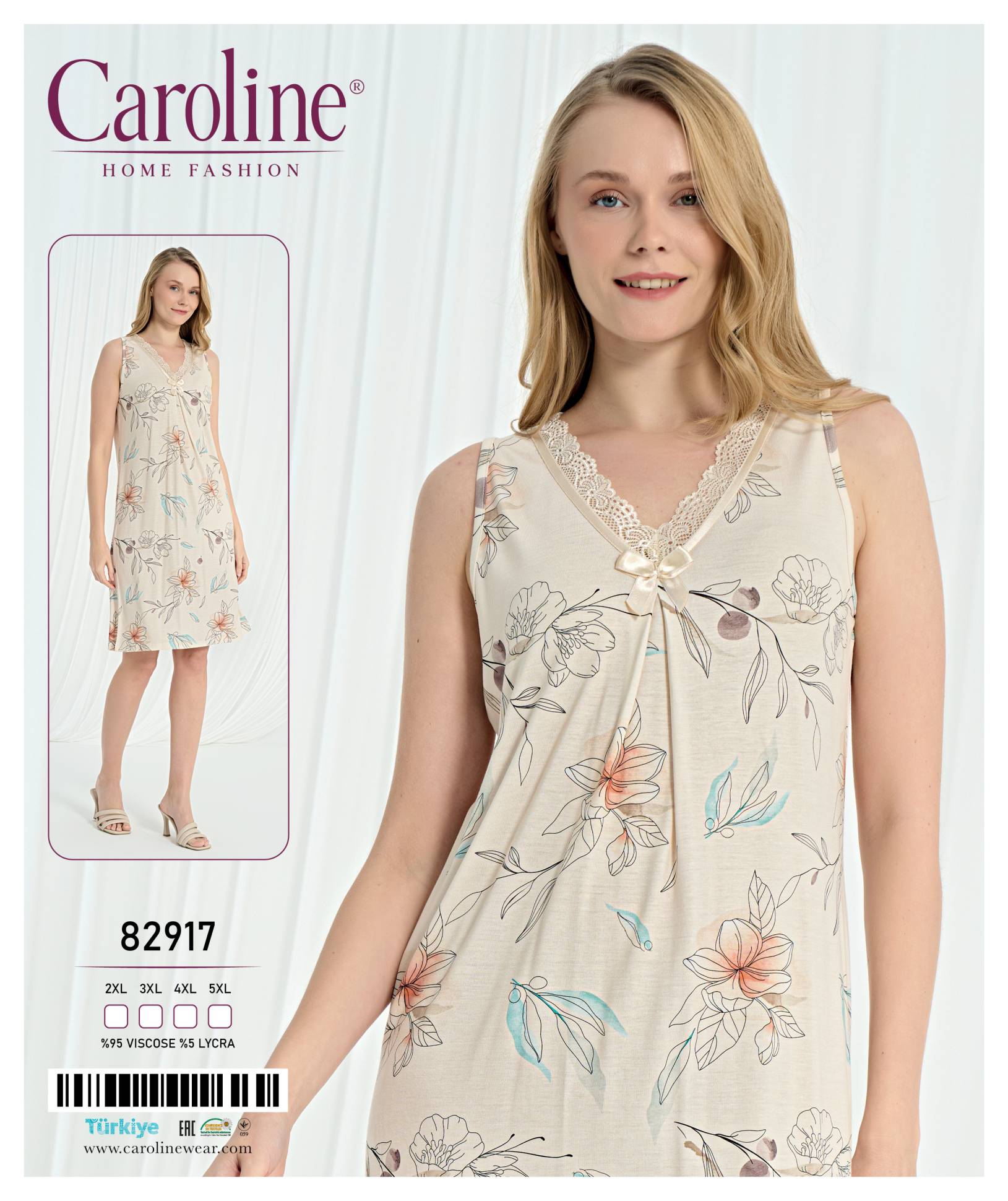 Caroline 82917 ночная рубашка 2XL, 3XL, 4XL, 5XL