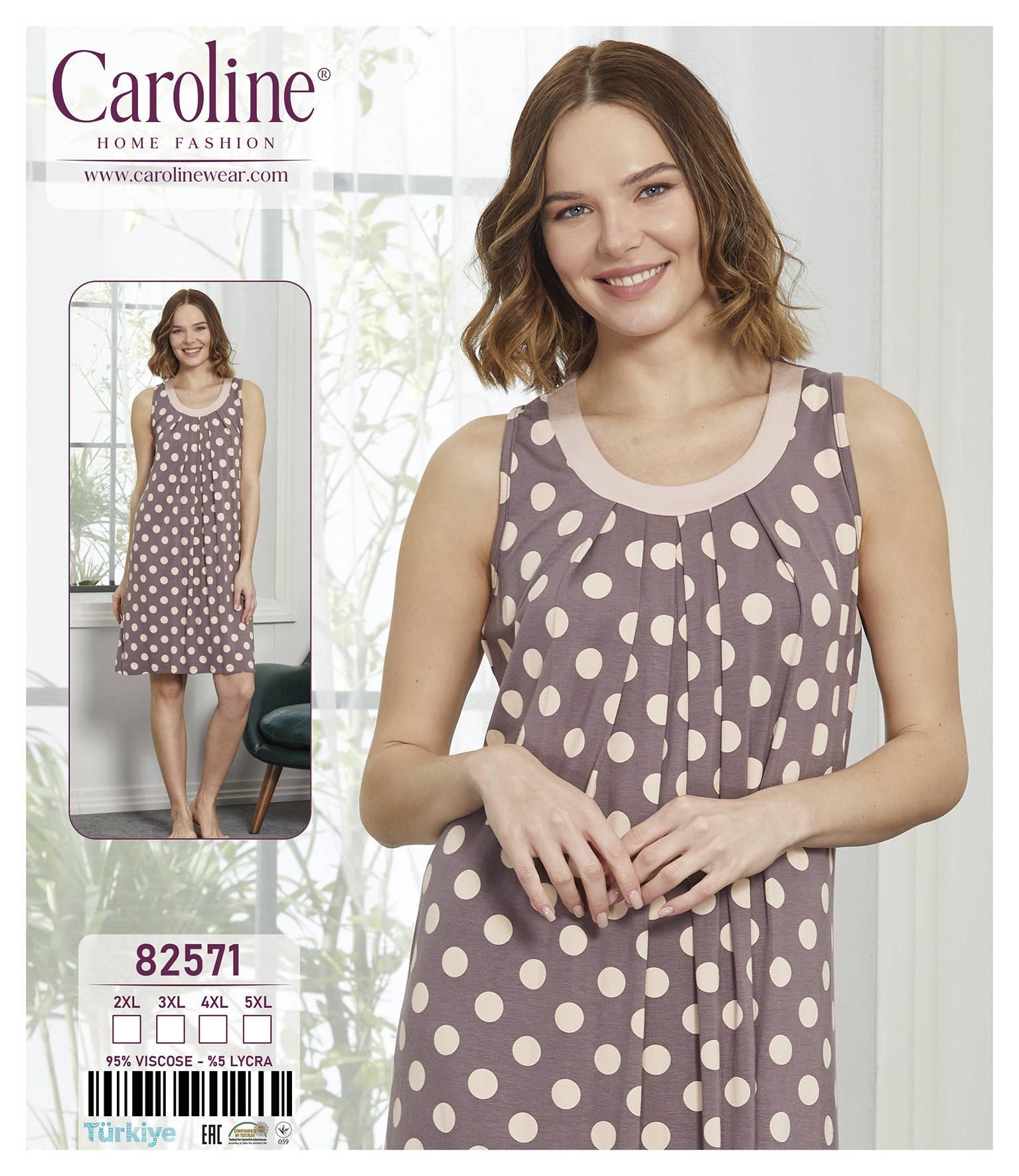 Caroline 82571 ночная рубашка 2XL, 3XL, 4XL
