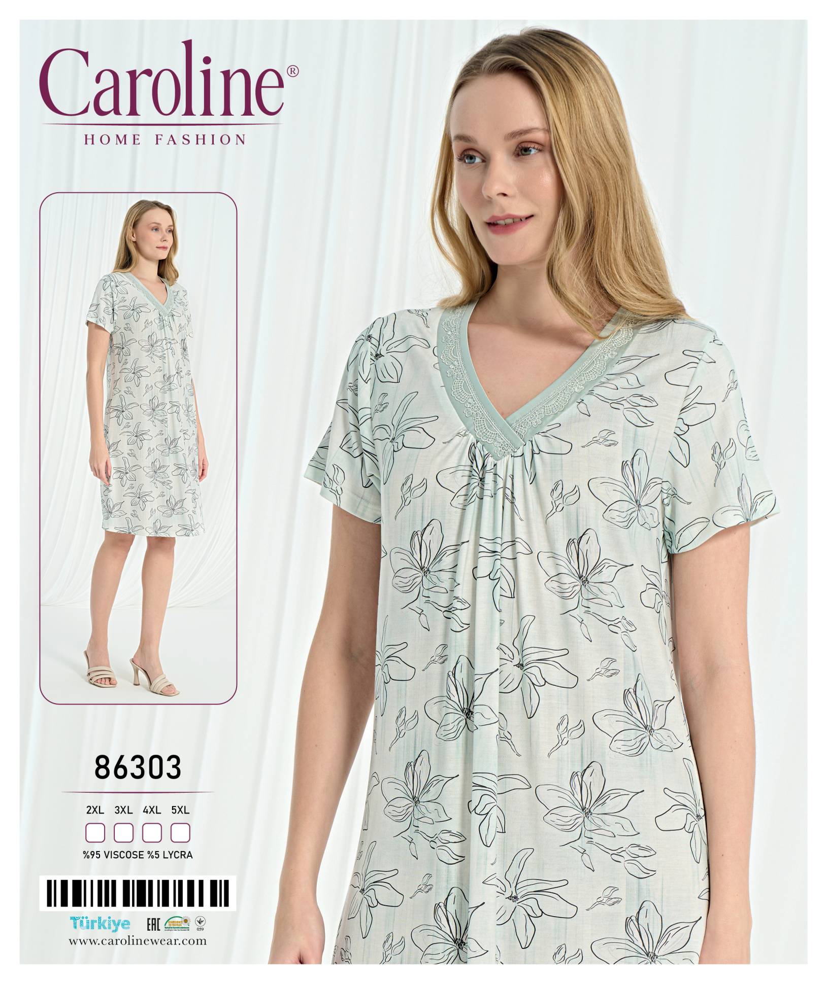 Caroline 86303 ночная рубашка 2XL, 3XL, 4XL, 5XL