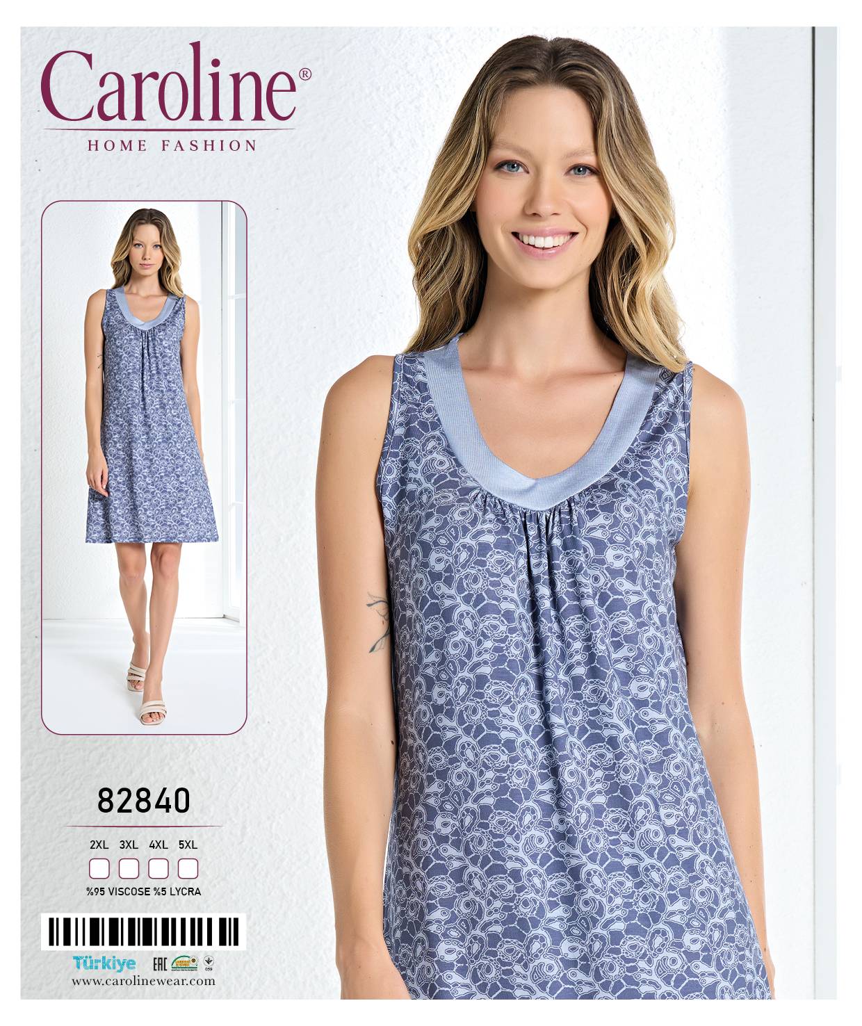 Caroline 82840 ночная рубашка 2XL, 3XL, 4XL, 5XL