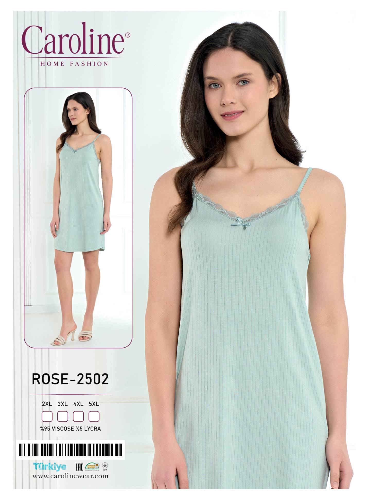 Caroline ROSE 2502 ночная рубашка 2XL, 3XL, 4XL, 5XL