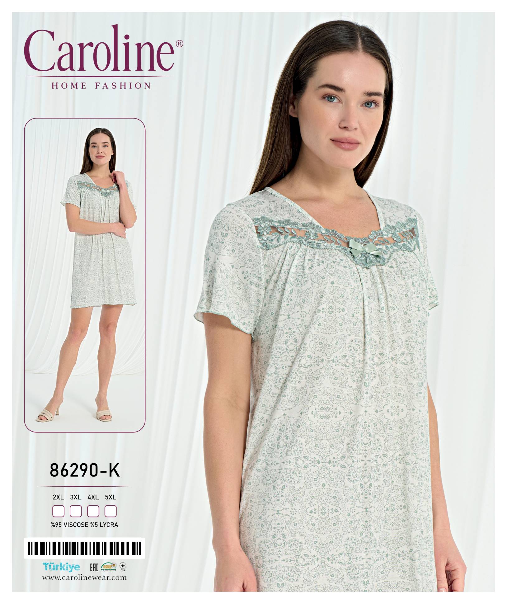 Caroline 86290-K ночная рубашка 2XL, 3XL, 4XL, 5XL