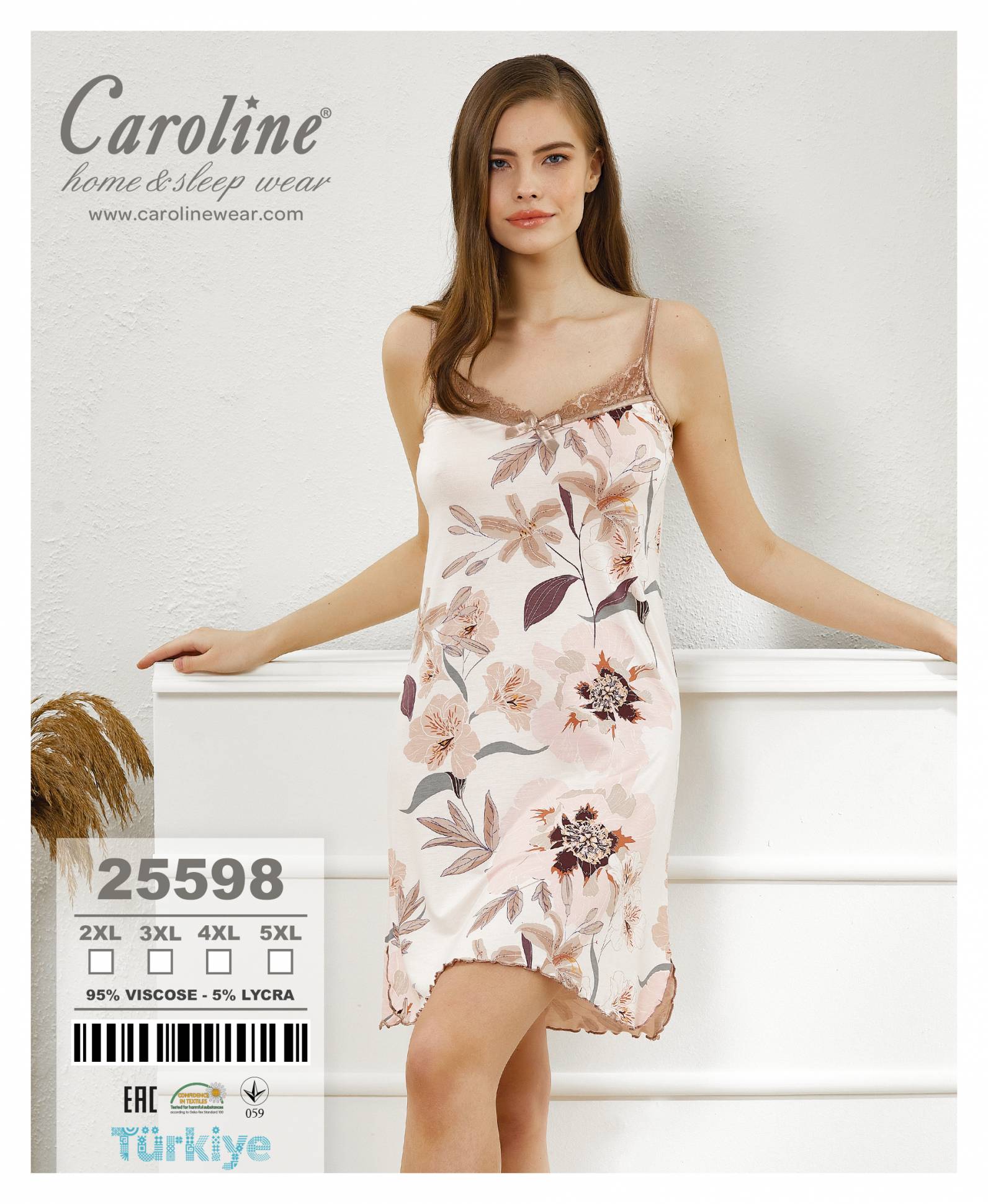 Caroline 25598 ночная рубашка 2XL, 3XL, 4XL, 5XL