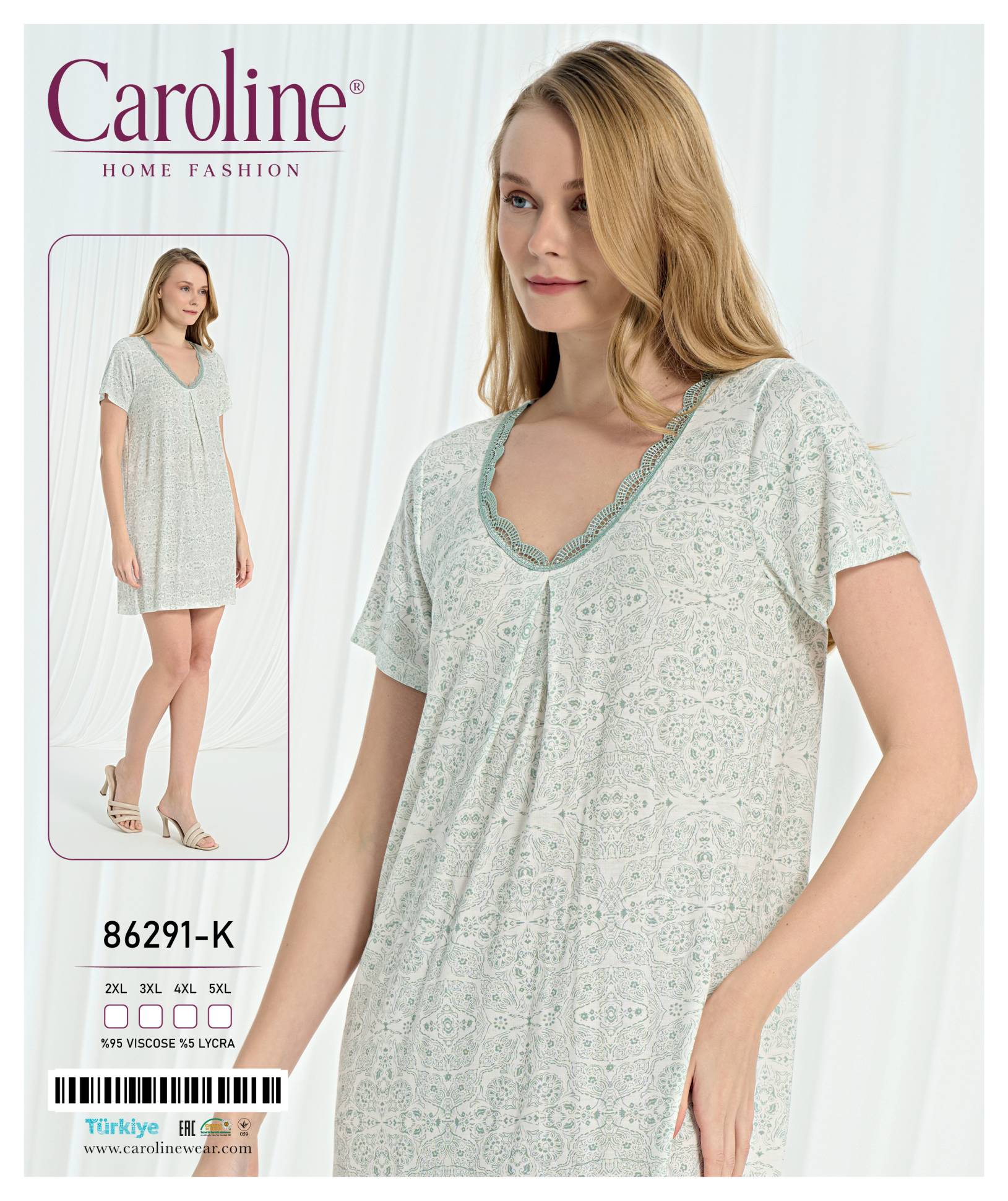 Caroline 86291-K ночная рубашка 2XL, 3XL, 4XL, 5XL