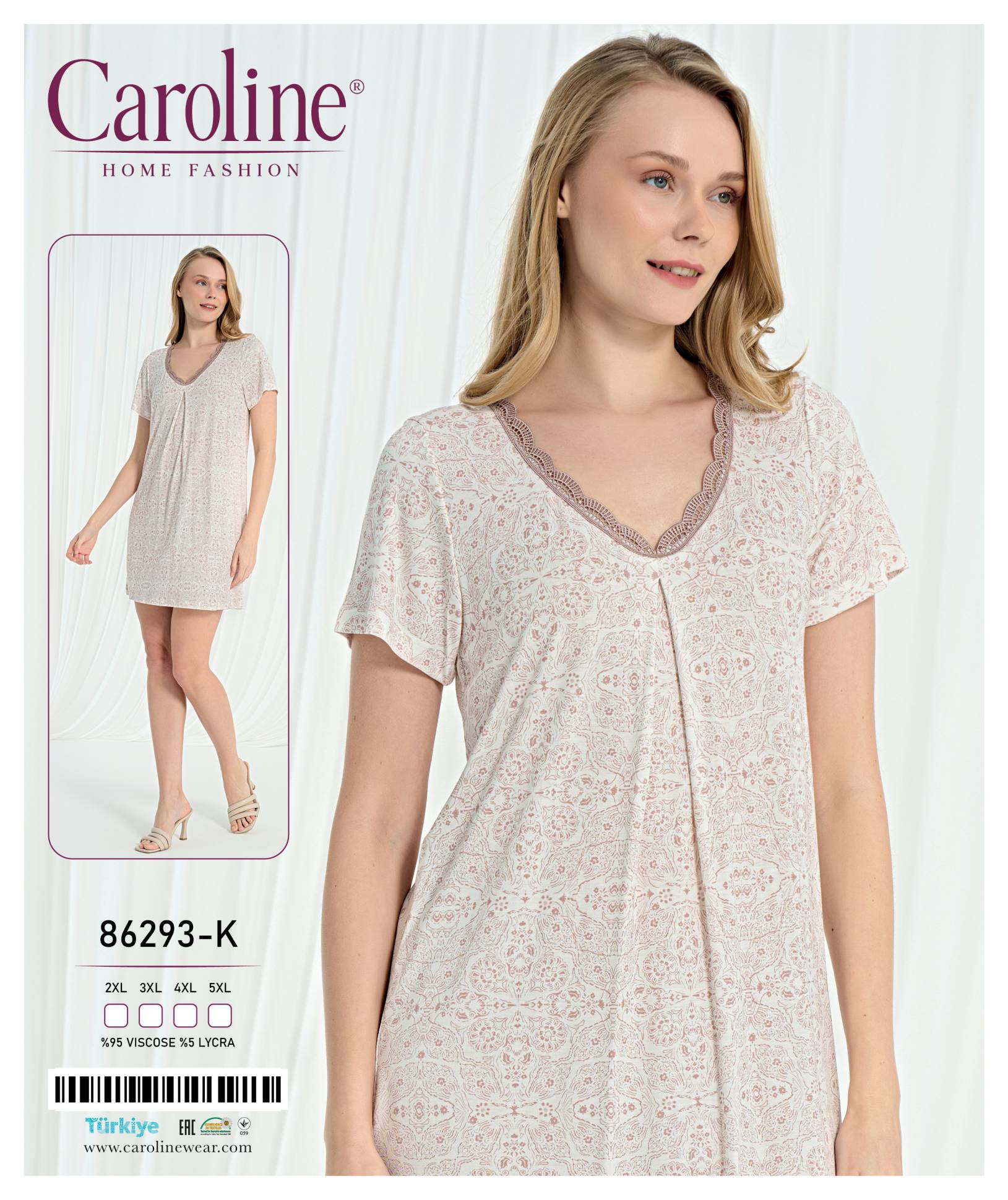 Caroline 86293-K ночная рубашка 2XL, 3XL, 4XL, 5XL