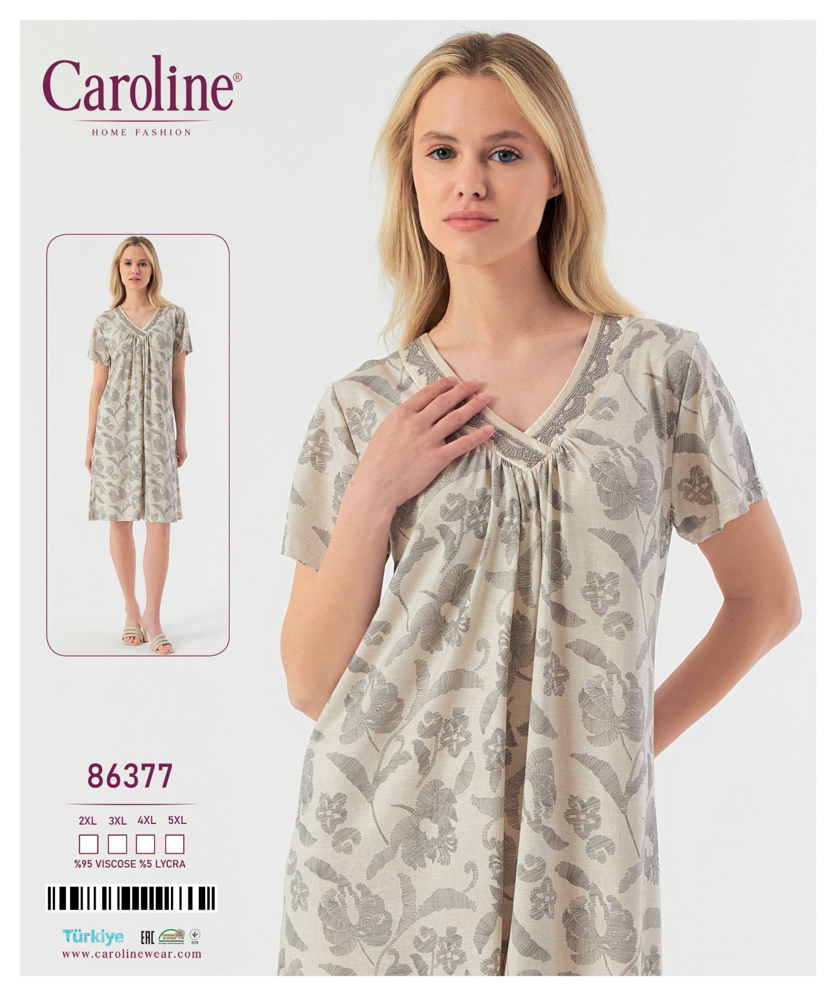 Caroline 86377 ночная рубашка 2XL, 3XL, 4XL, 5XL