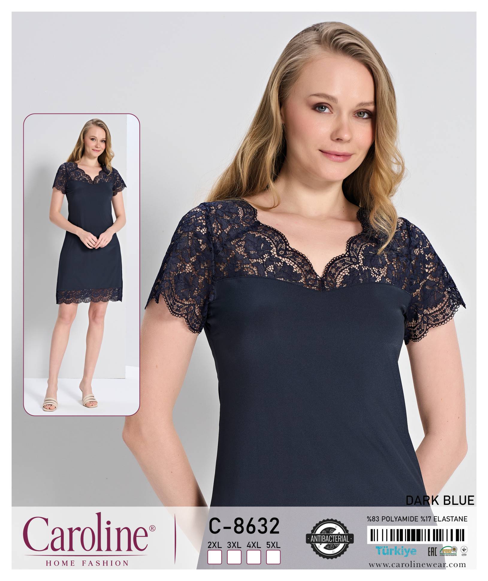 Caroline C-8632 ночная рубашка 2XL, 3XL, 4XL, 5XL