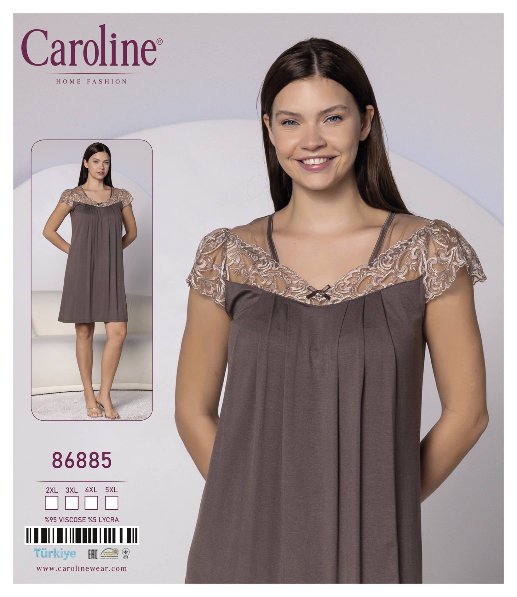 Caroline 86885 ночная рубашка 2XL, 3XL, 4XL, 5XL