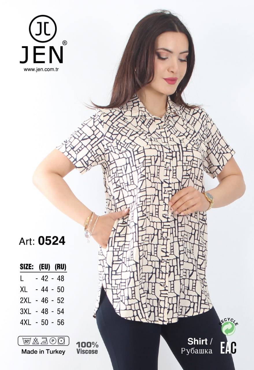 Jen 0524 рубашка L, XL, 2XL, 3XL, 4XL