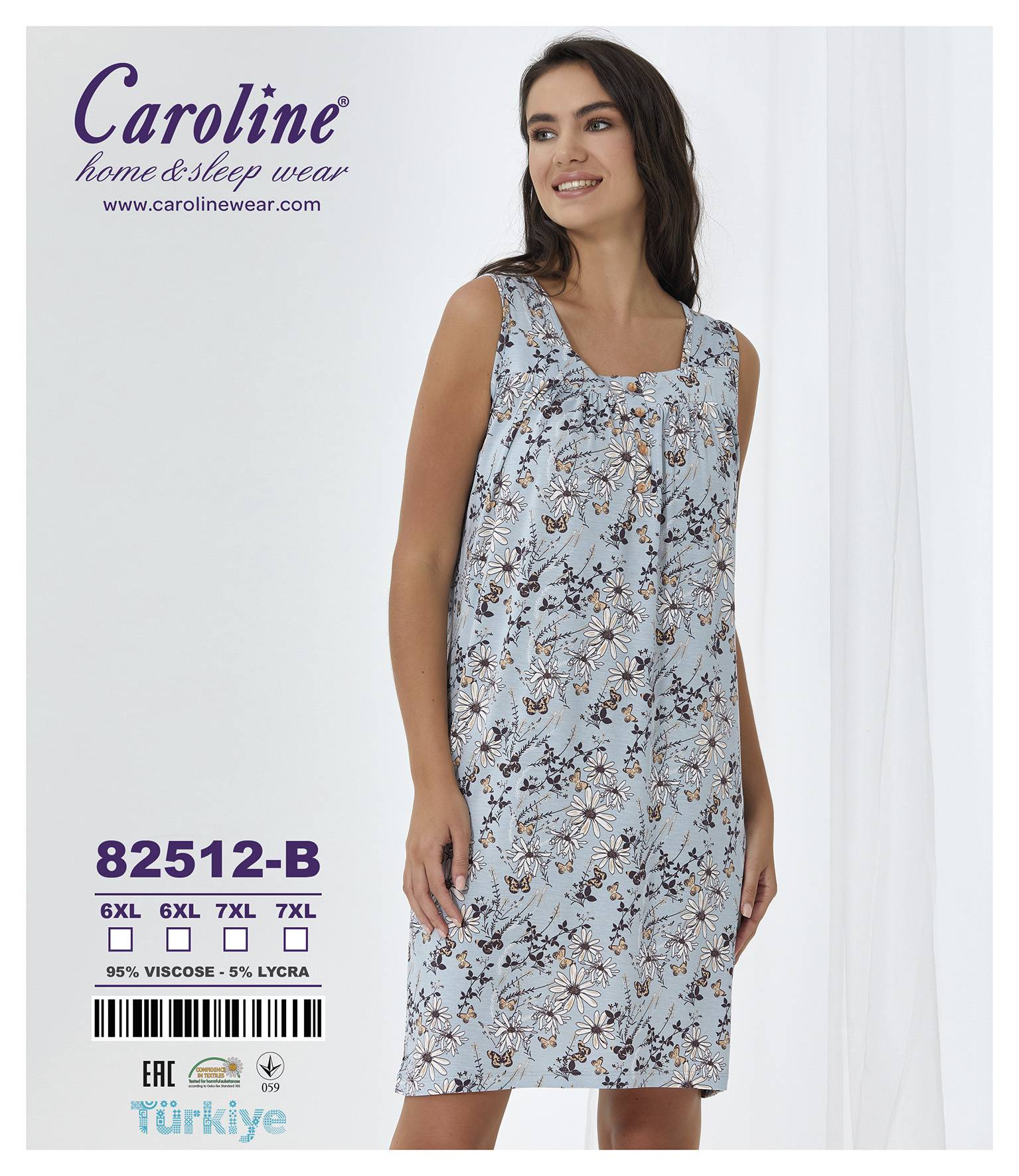 Caroline 82512-B ночная рубашка 6XL