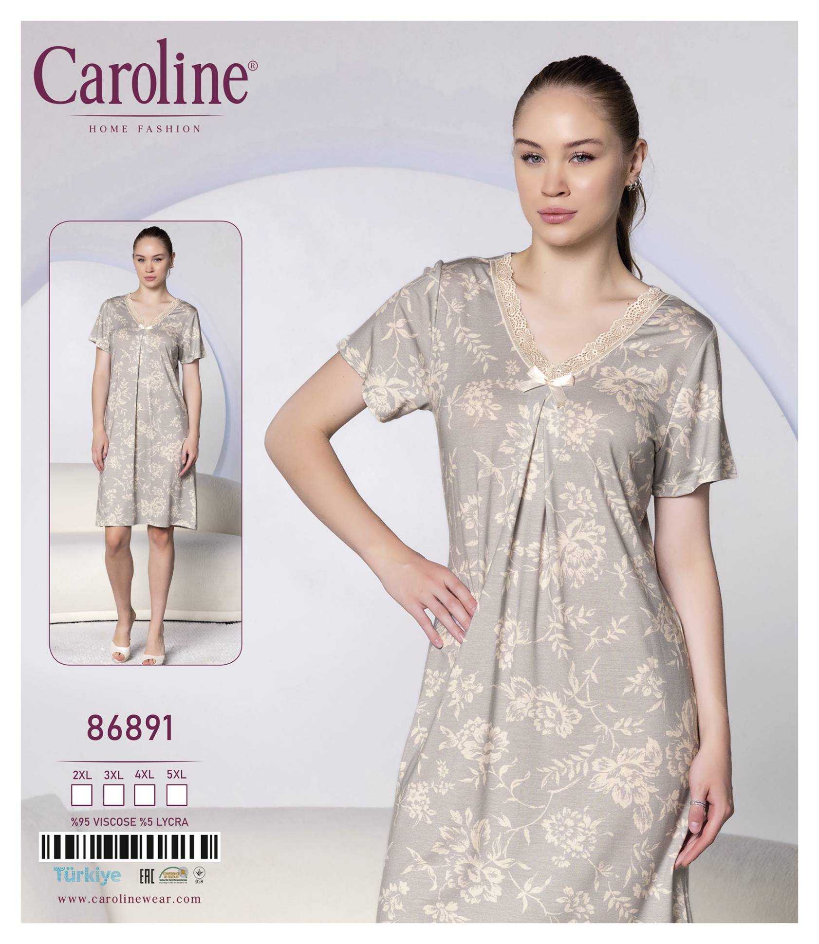 Caroline 86891 ночная рубашка 5XL
