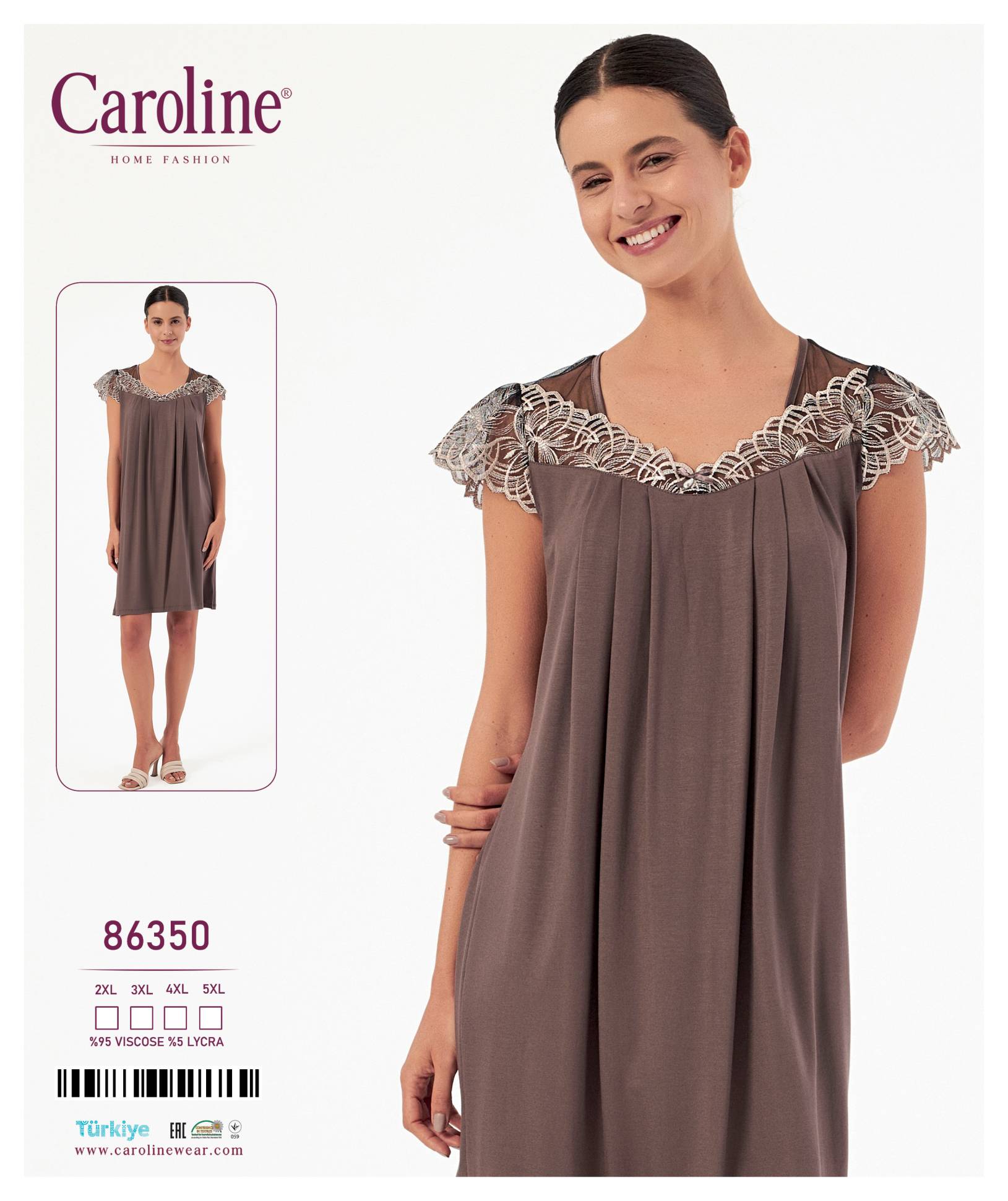 Caroline 86350 ночная рубашка 2XL, 3XL, 4XL, 5XL