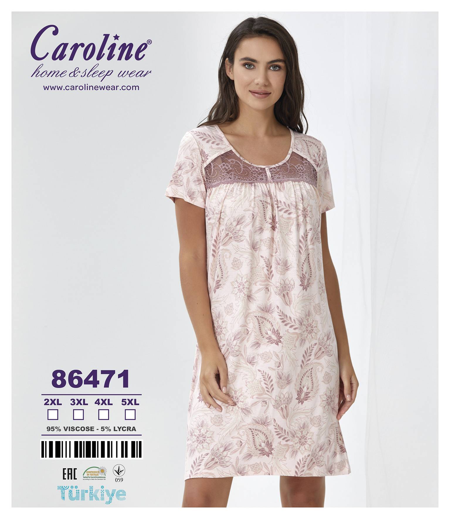 Caroline 86471 ночная рубашка 3XL, 4XL, 5XL