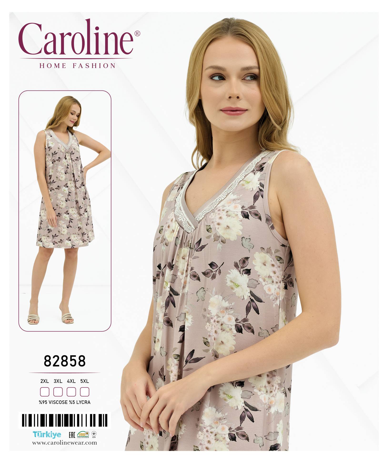 Caroline 82858 ночная рубашка 2XL, 3XL, 4XL, 5XL