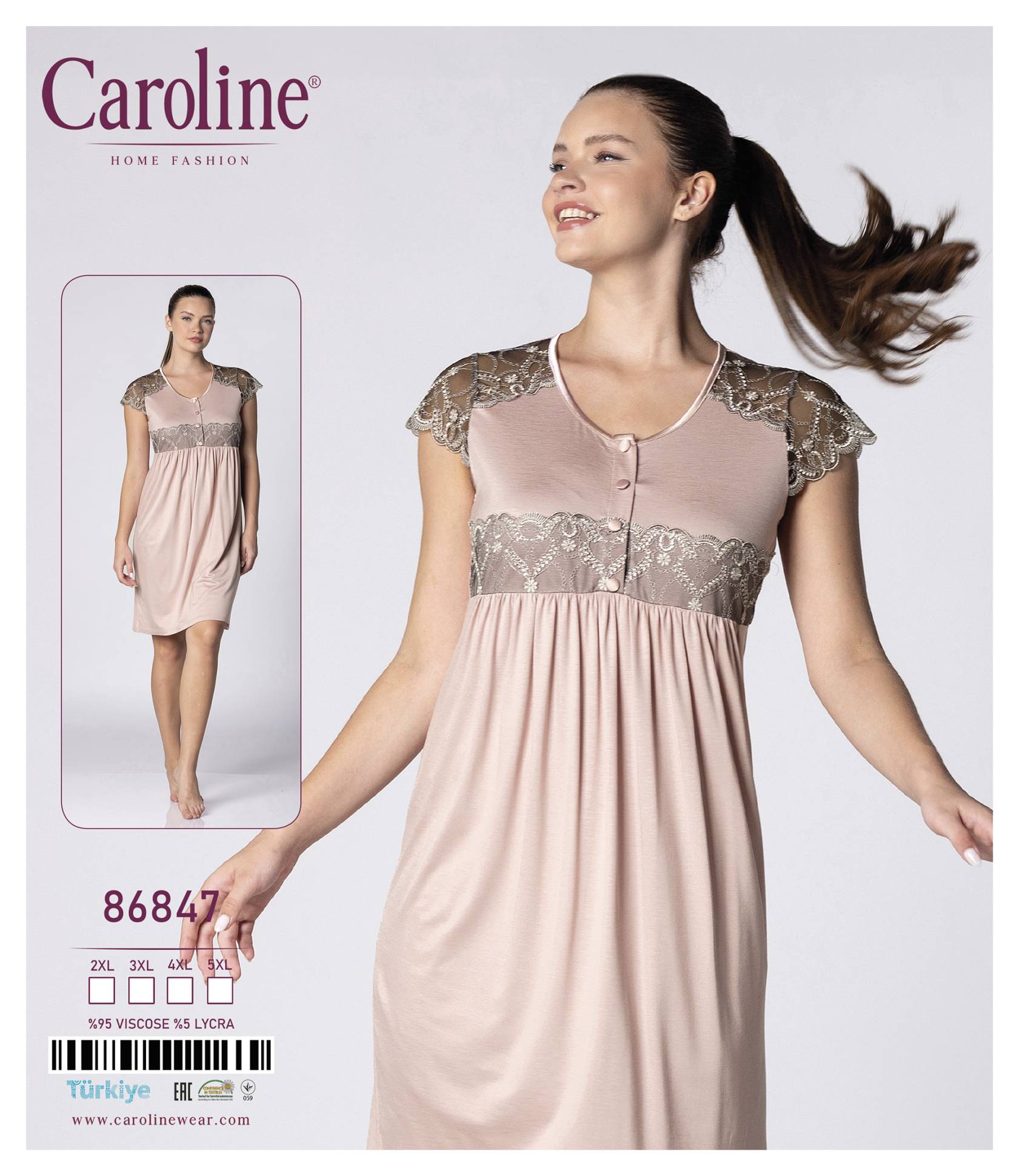 Caroline 86847 ночная рубашка 2XL, 3XL, 4XL, 5XL