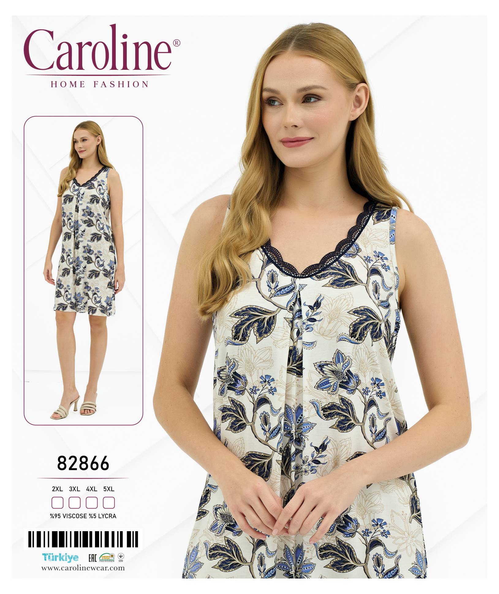 Caroline 82866 ночная рубашка 2XL, 3XL, 4XL, 5XL