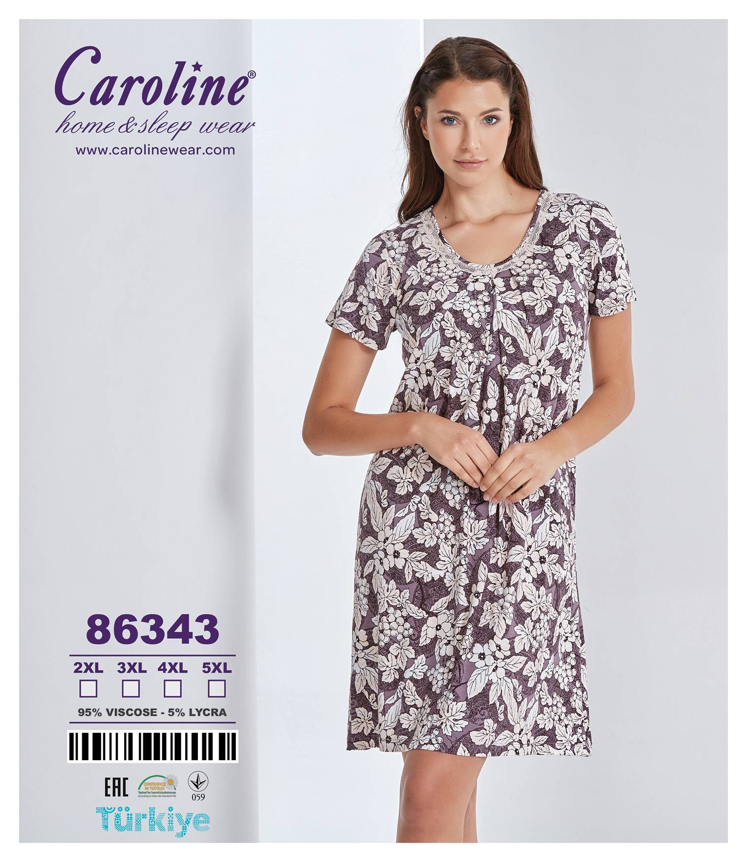 Caroline 86343 ночная рубашка 2XL, 3XL, 4XL, 5XL