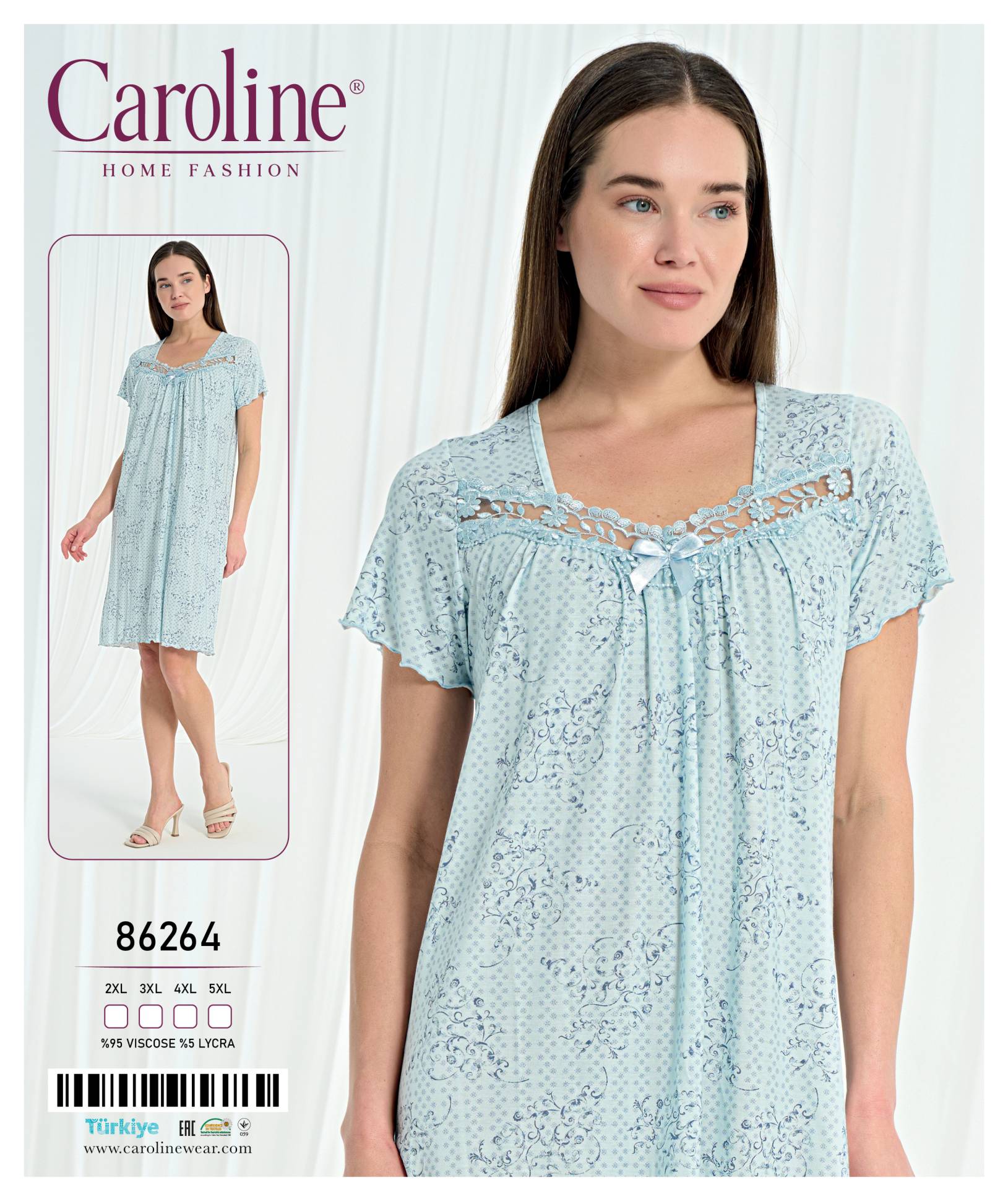 Caroline 86264 ночная рубашка 2XL, 3XL, 4XL, 5XL