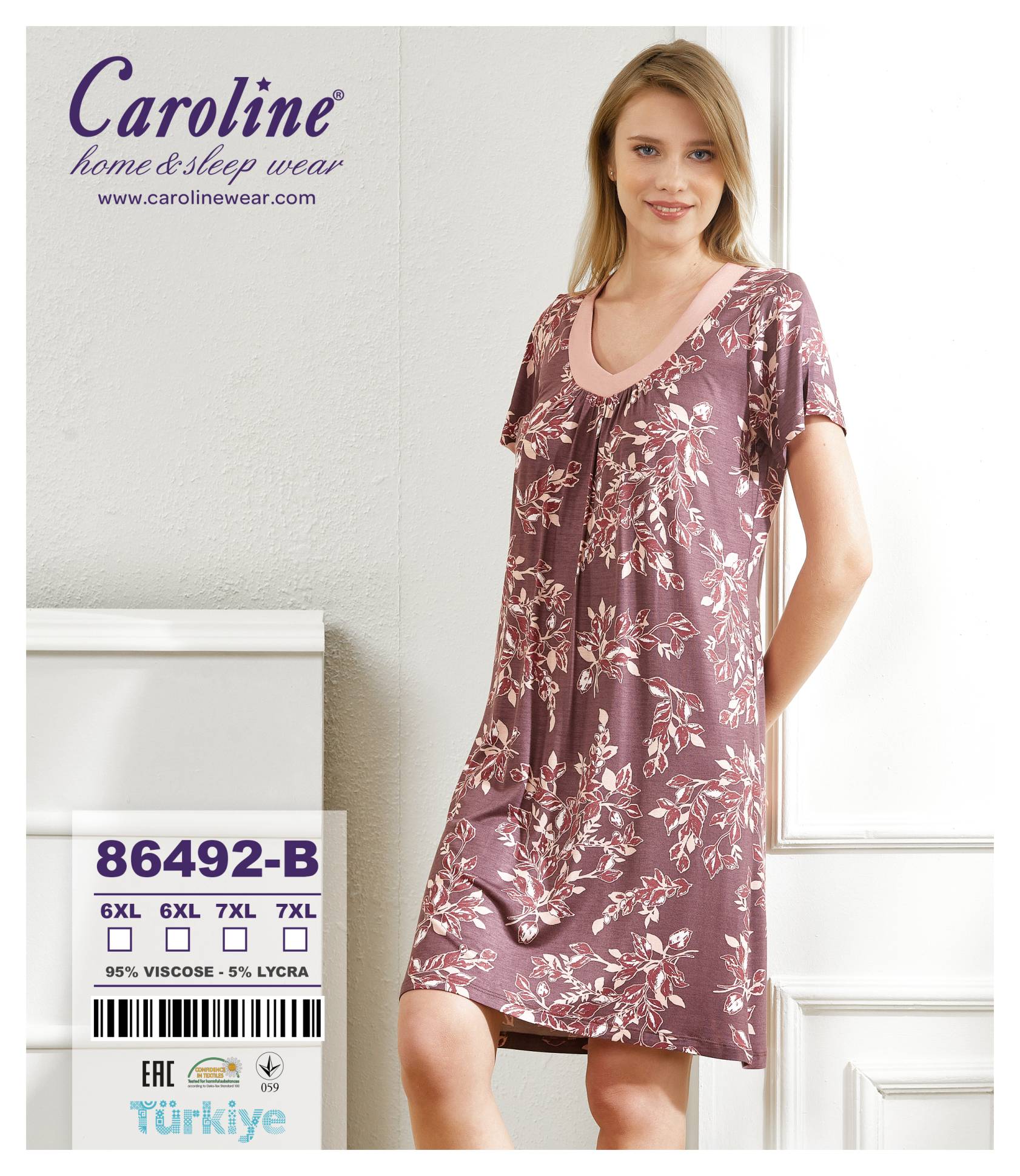 Caroline 86492-B ночная рубашка 6XL