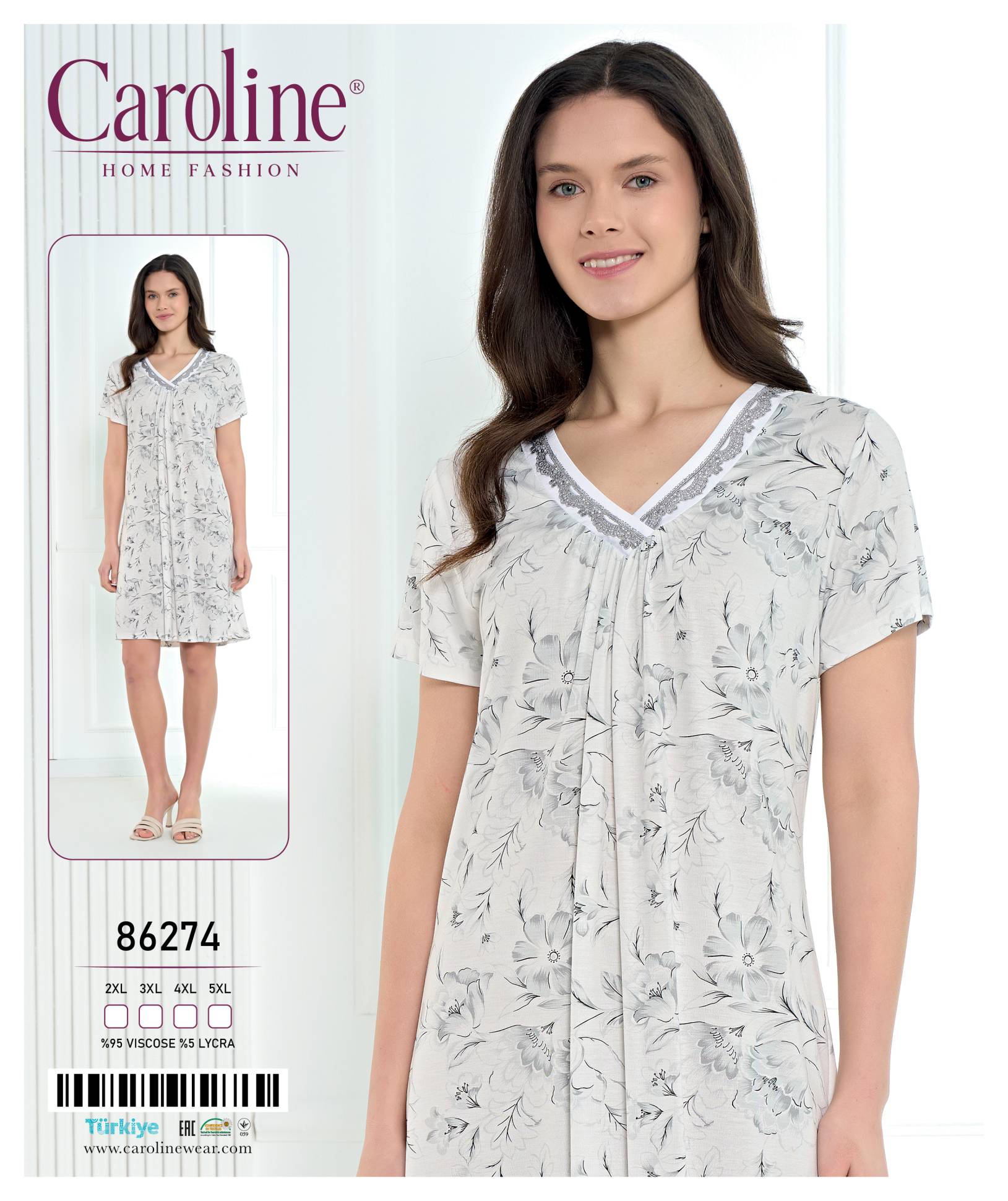 Caroline 86274 ночная рубашка 2XL, 3XL, 4XL, 5XL