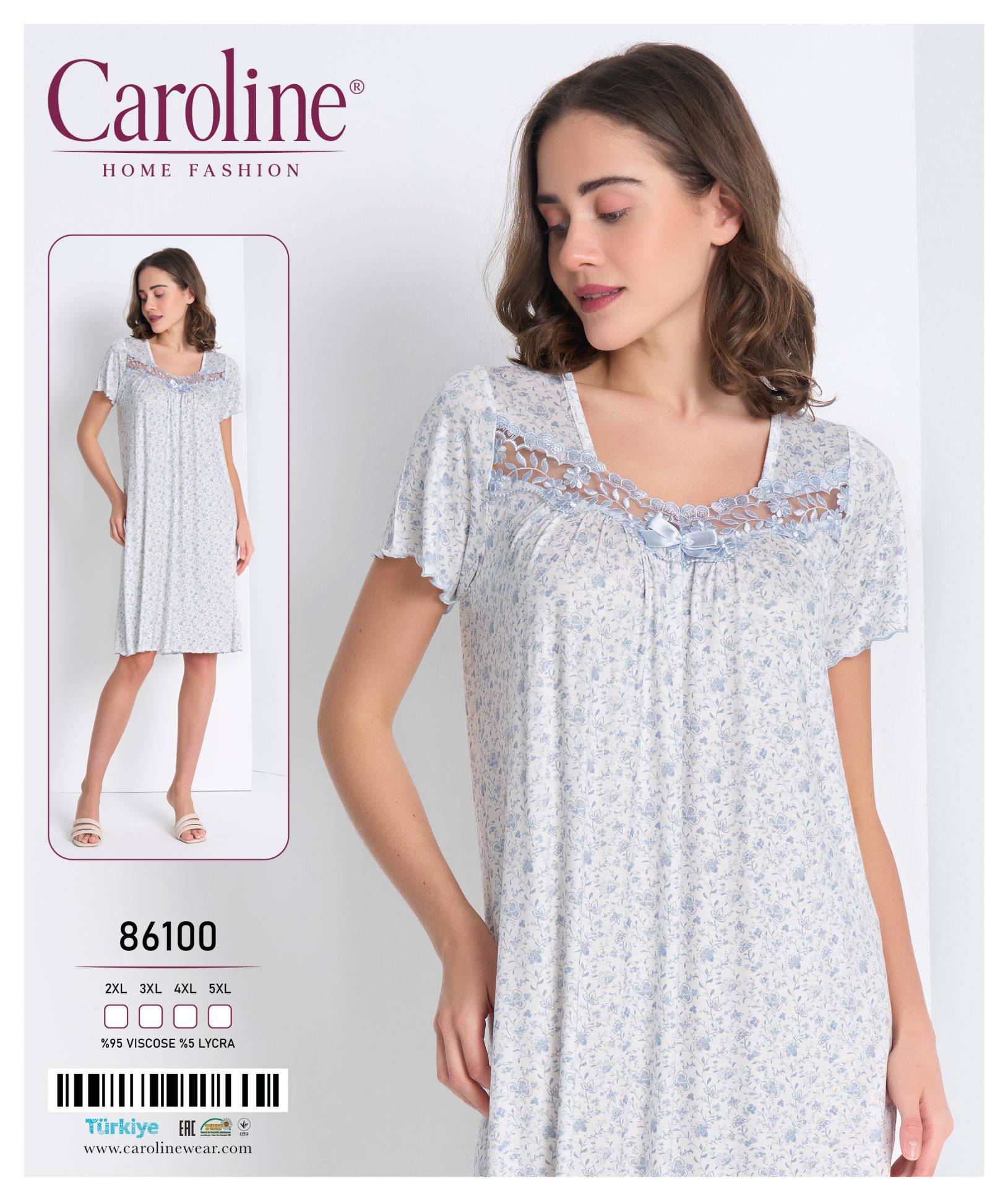 Caroline 86100 ночная рубашка 2XL, 3XL, 4XL, 5XL