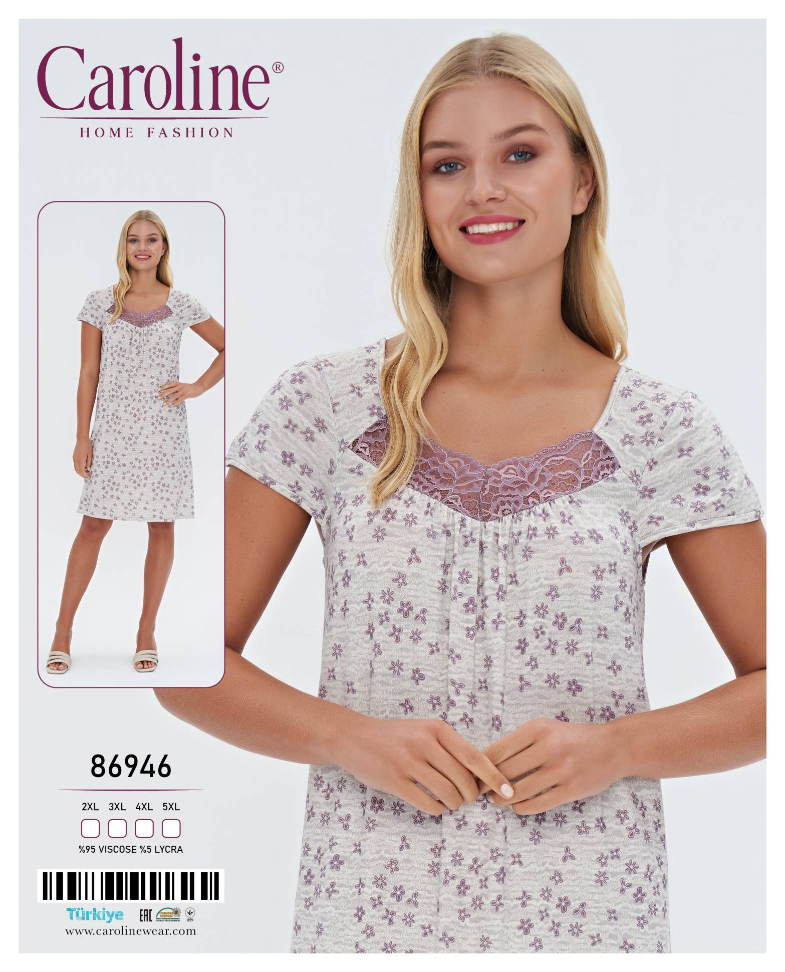 Caroline 86946 ночная рубашка 2XL, 3XL, 4XL, 5XL