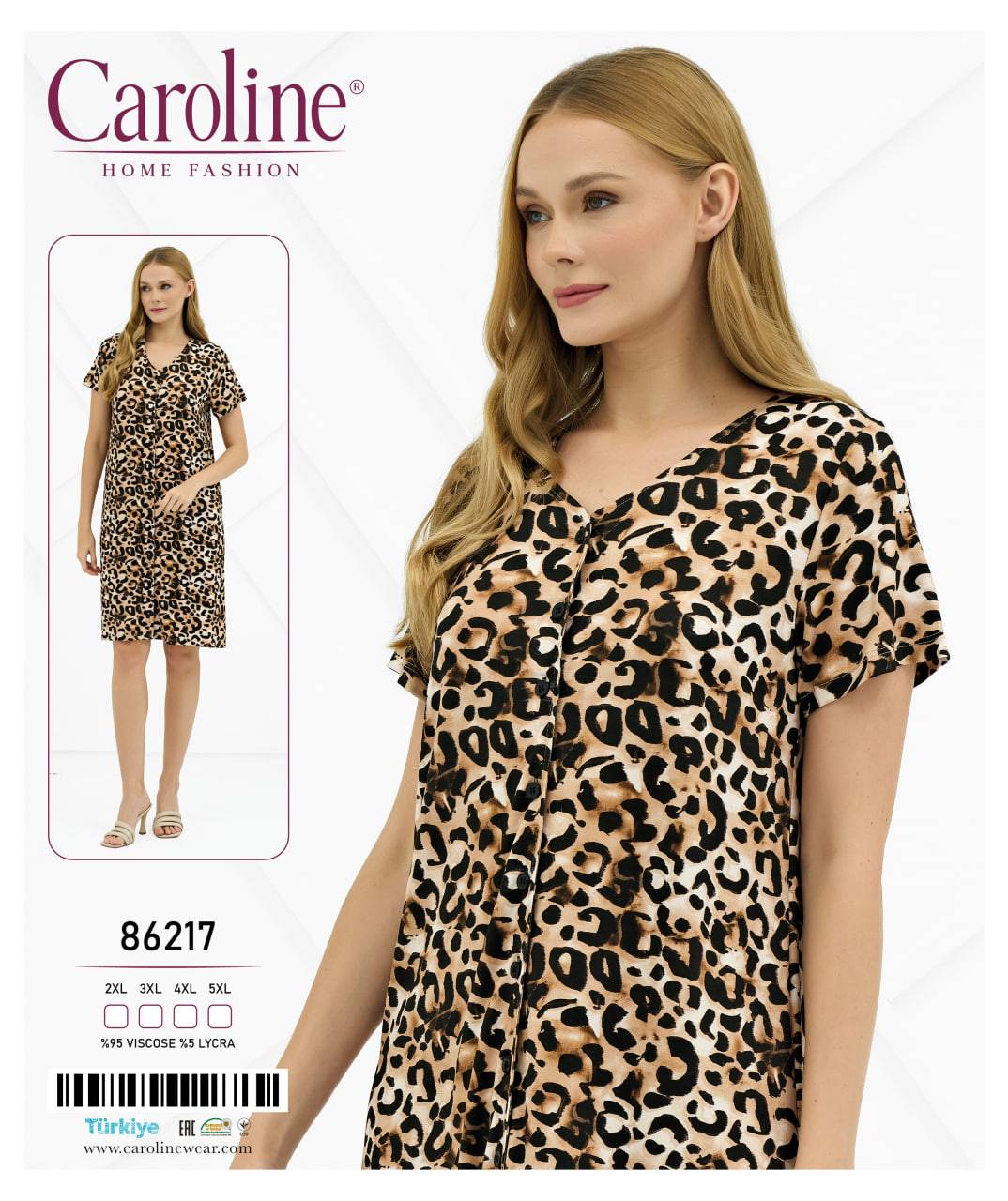 Caroline 86217 ночная рубашка-халат 2XL, 3XL, 4XL, 5XL