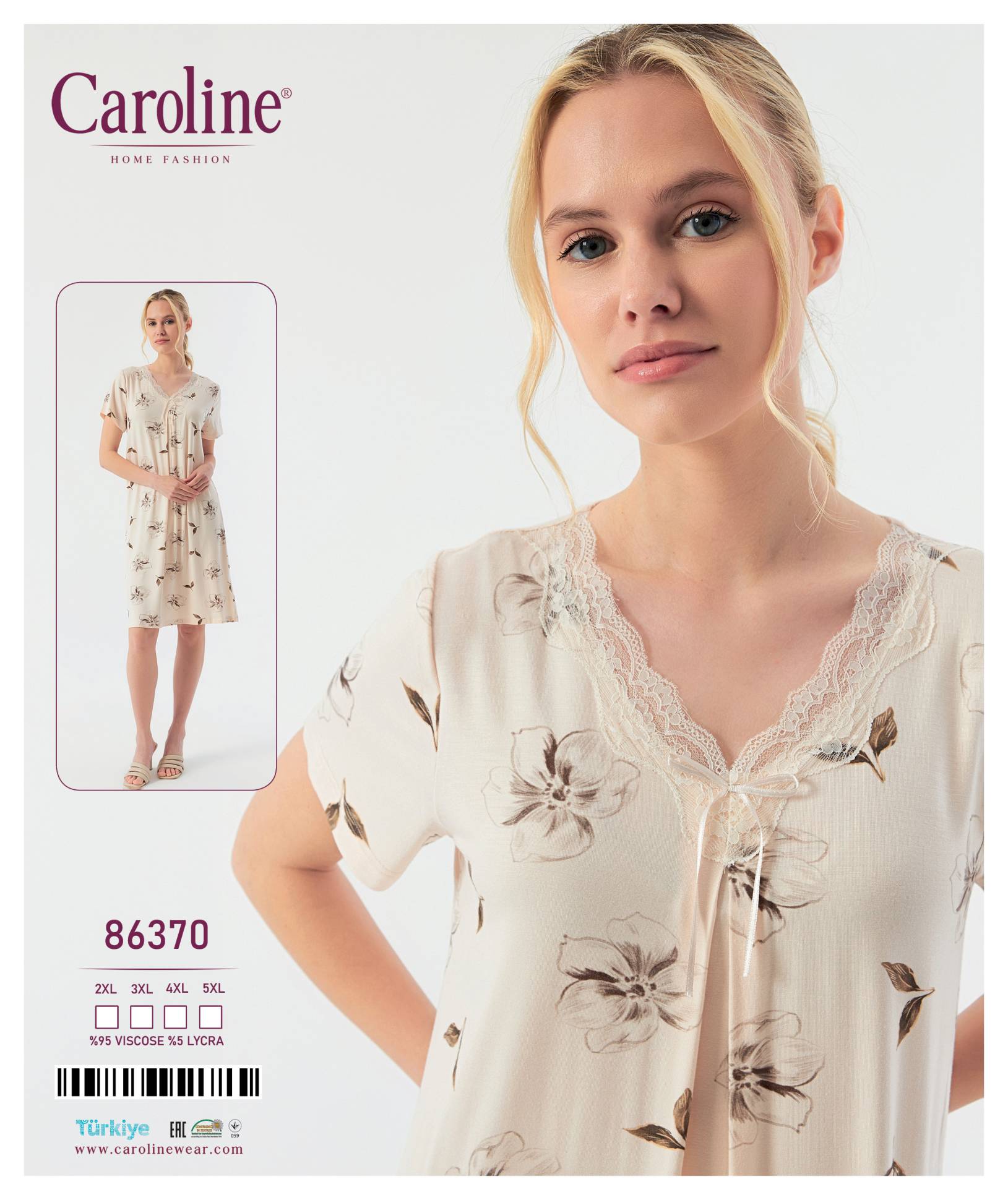 Caroline 86370 ночная рубашка 2XL, 3XL, 4XL, 5XL