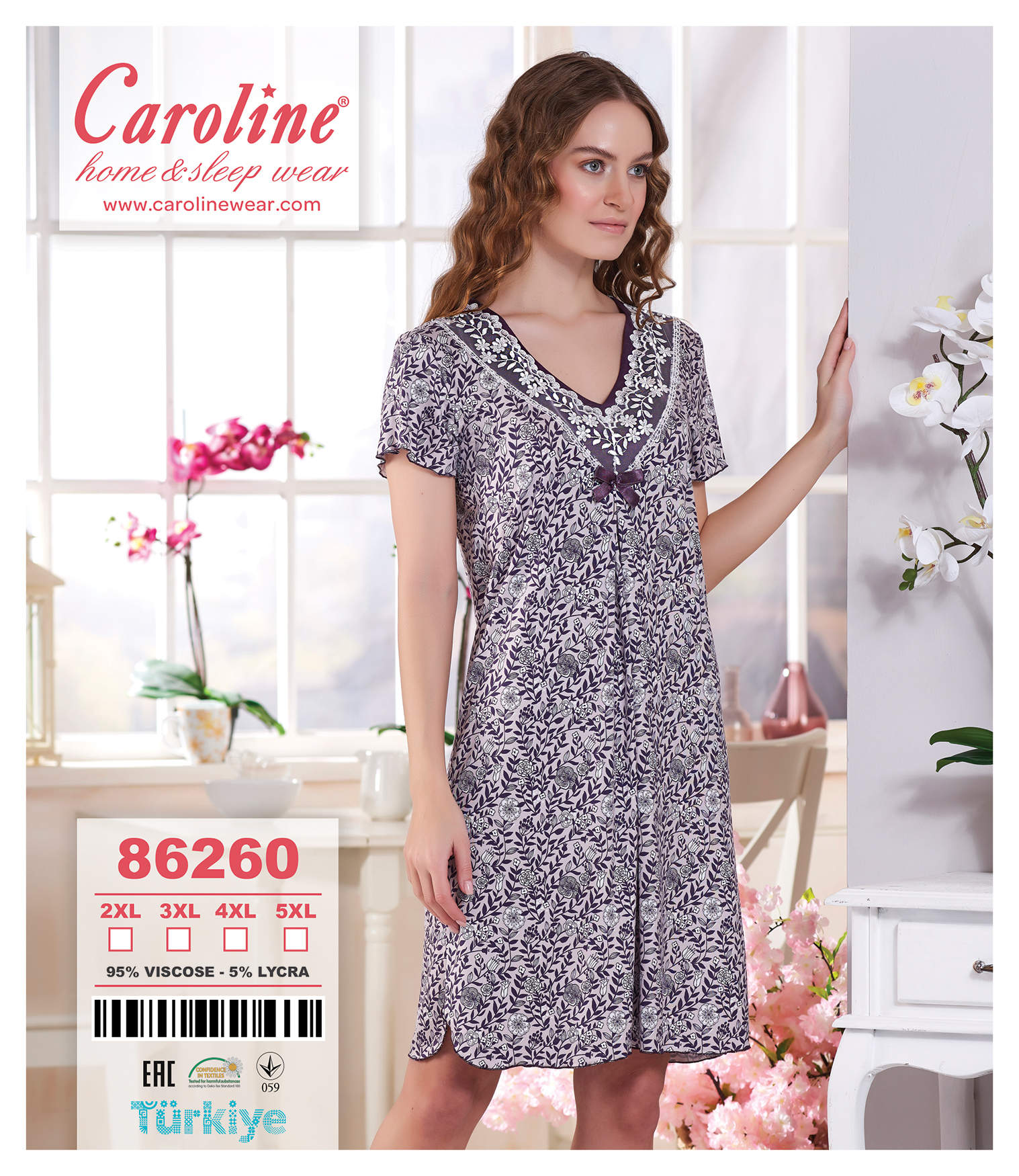 Caroline 86260 ночная рубашка 2XL, 3XL, 4XL, 5XL