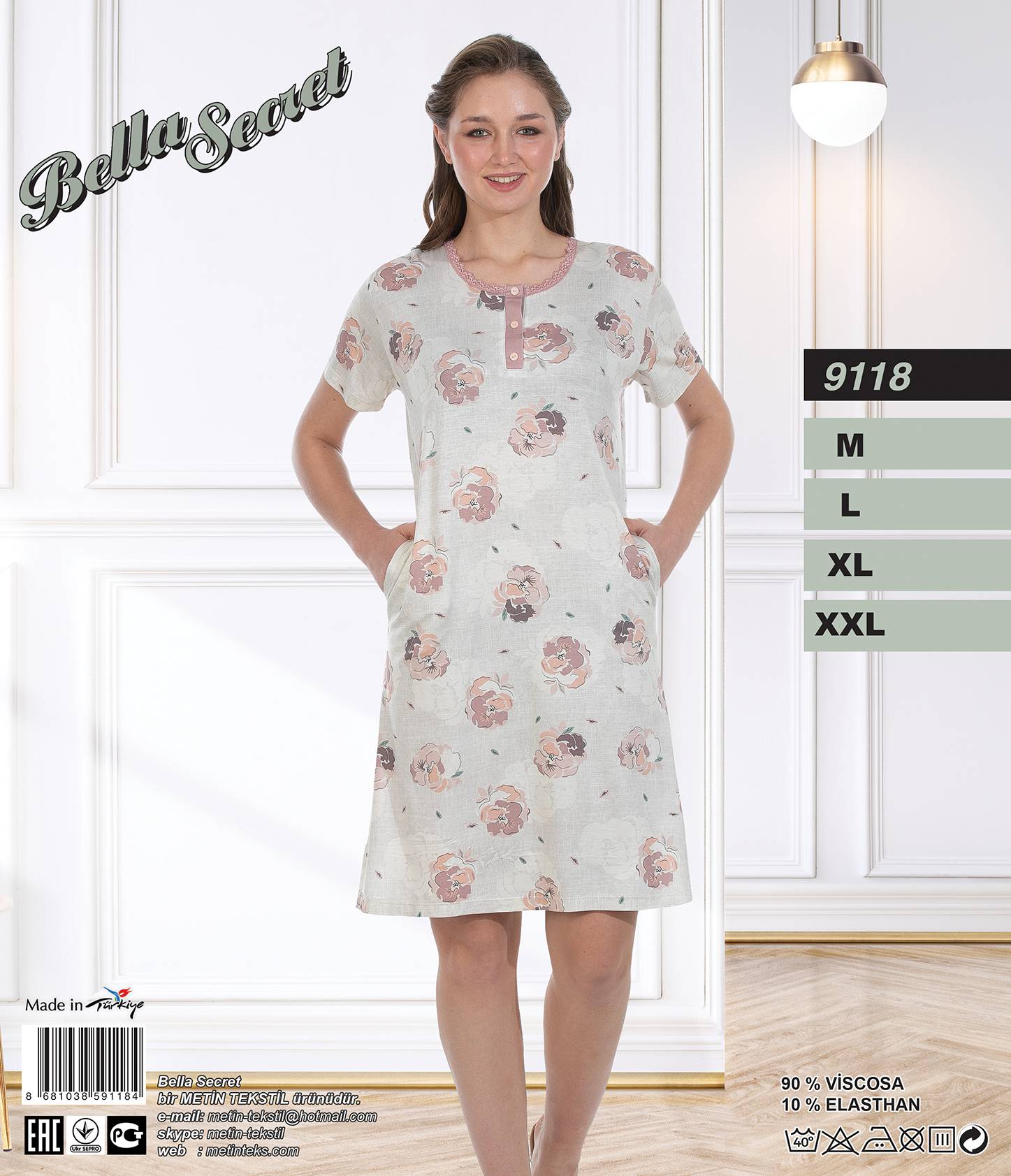 Metin 9118 ночная рубашка M, L, XL, XXL