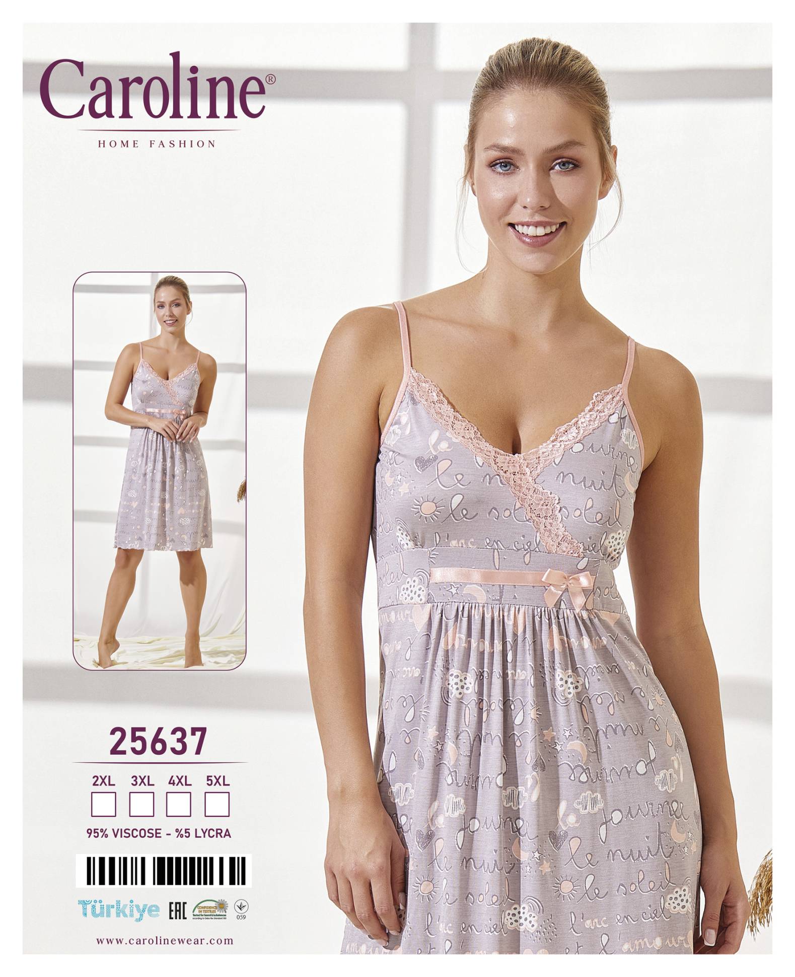 Caroline 25637 ночная рубашка 4XL