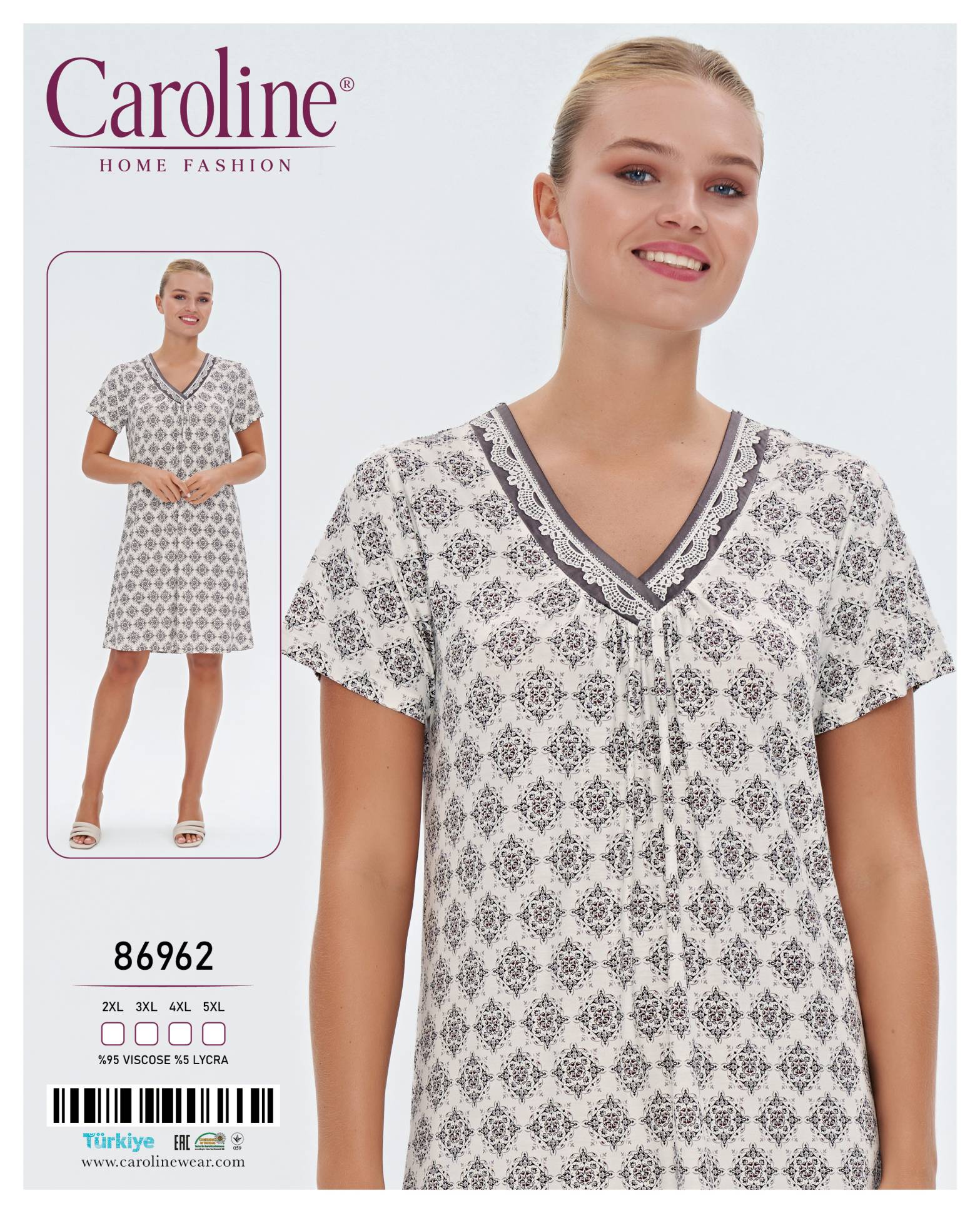 Caroline 86962 ночная рубашка 2XL, 3XL, 4XL, 5XL
