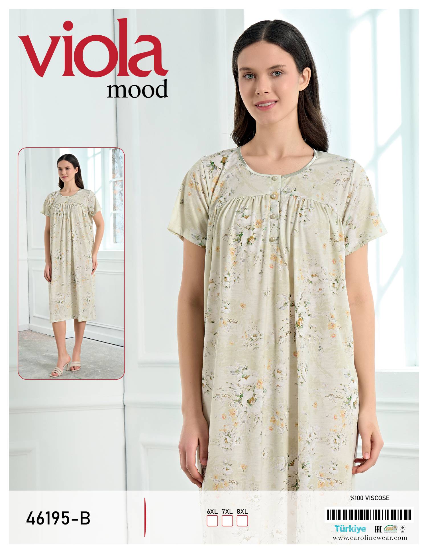 Viola 46195-B ночная рубашка 6XL, 7XL, 8XL