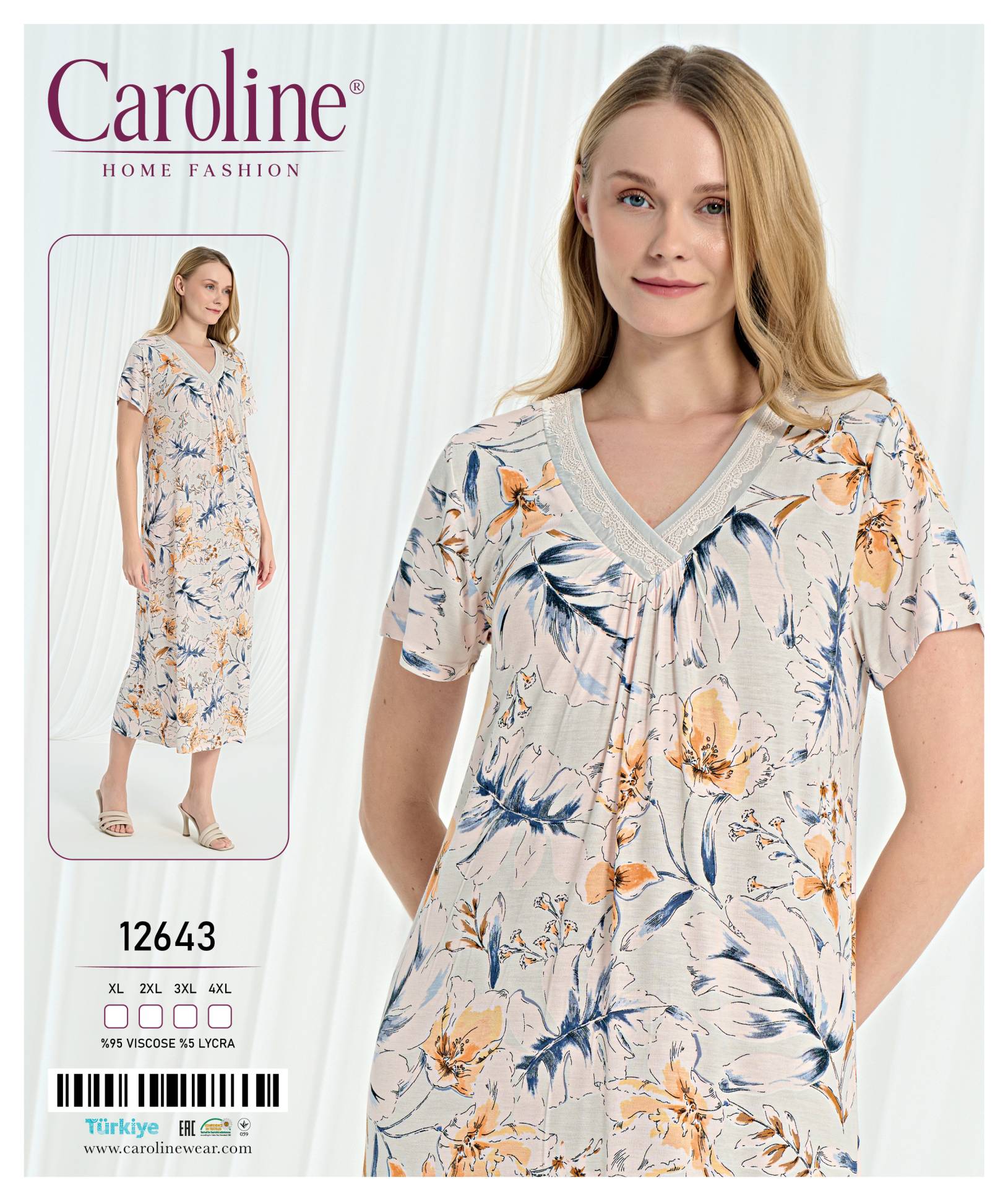 Caroline 12643 ночная рубашка XL, 2XL, 3XL, 4XL