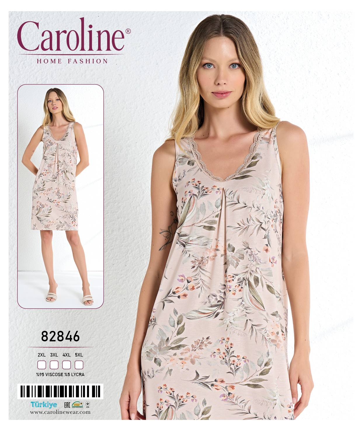 Caroline 82846 ночная рубашка 2XL, 3XL, 4XL, 5XL