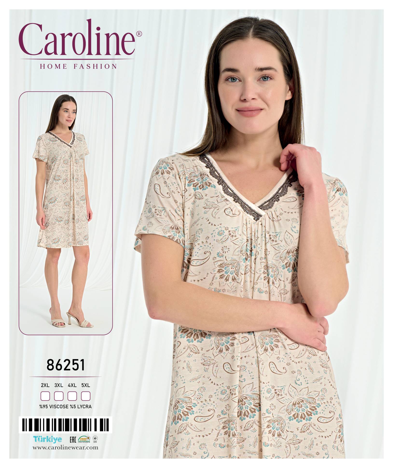 Caroline 86251 ночная рубашка 2XL, 3XL, 4XL, 5XL