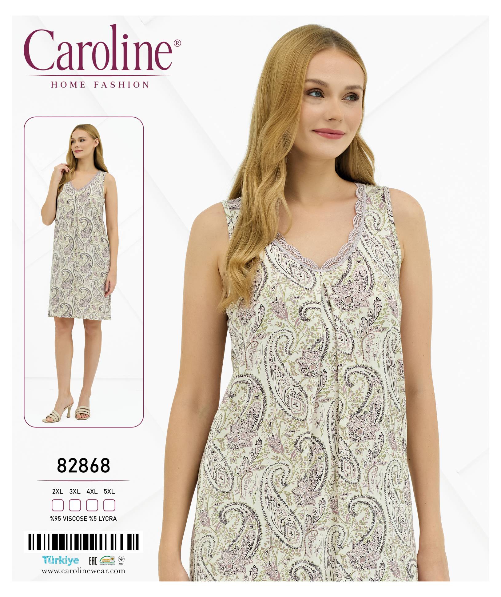 Caroline 82868 ночная рубашка 2XL, 3XL, 4XL, 5XL