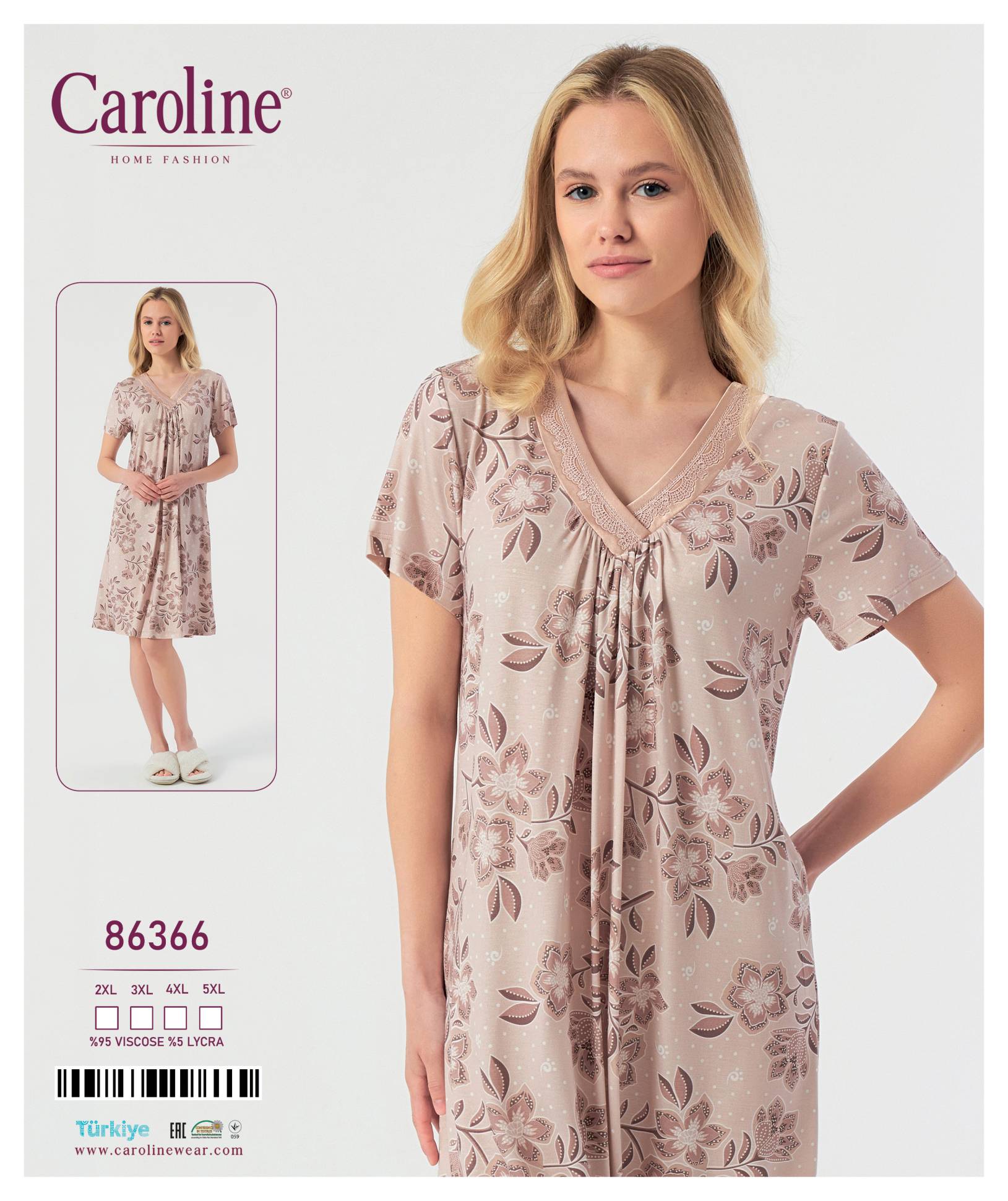 Caroline 86366 ночная рубашка 2XL, 3XL, 4XL, 5XL