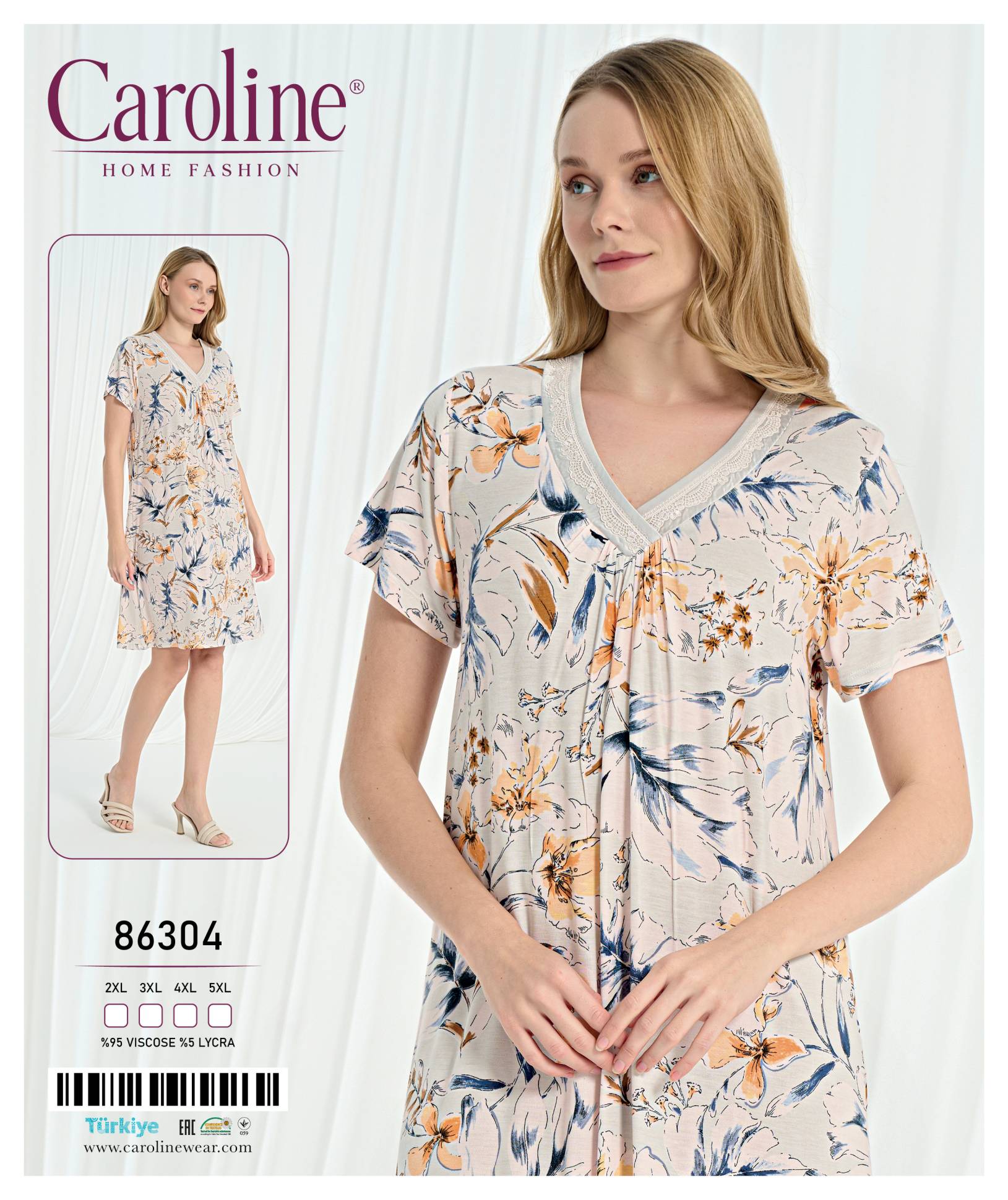 Caroline 86304 ночная рубашка 2XL, 3XL, 4XL, 5XL