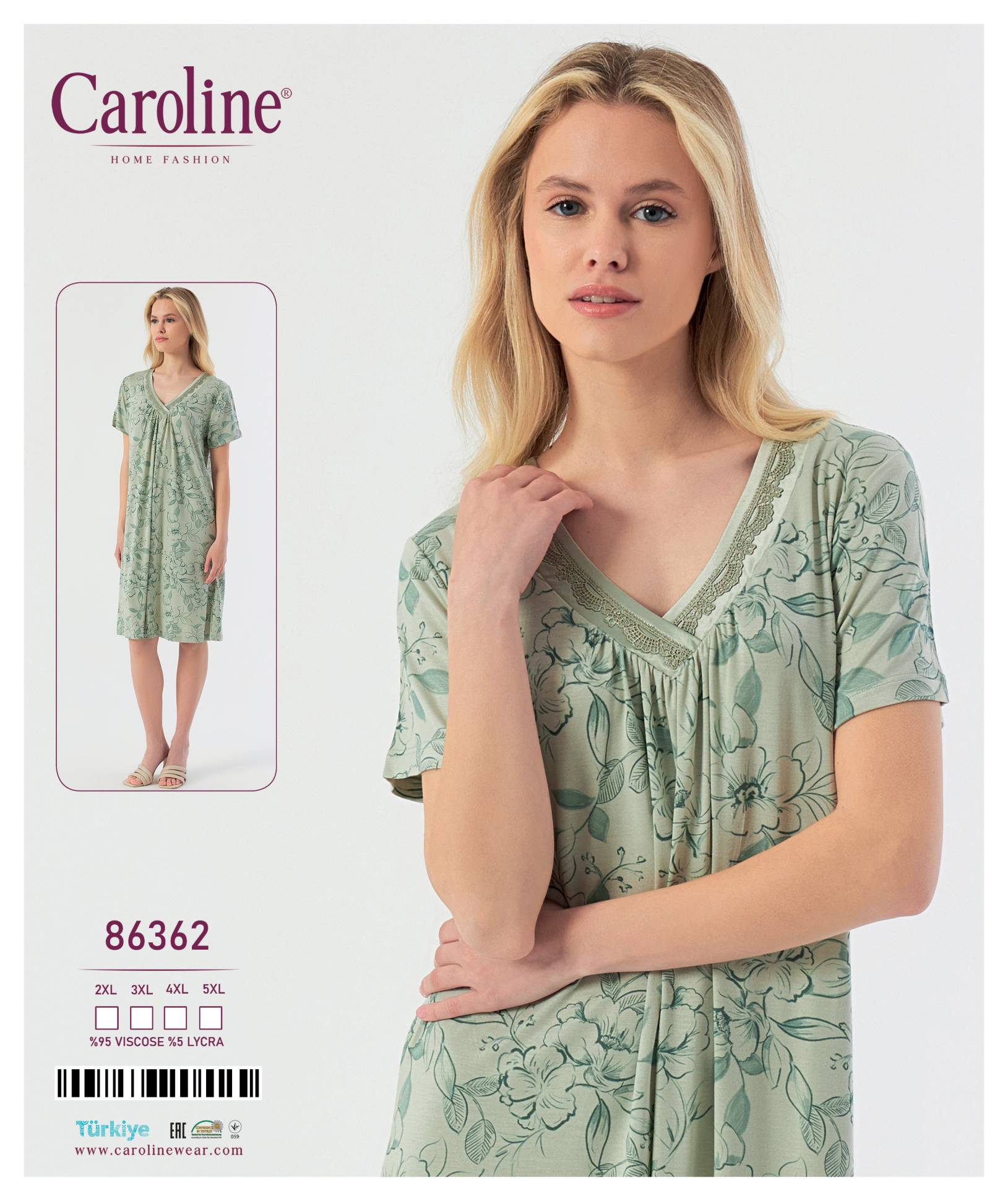 Caroline 86362 ночная рубашка 2XL, 3XL, 4XL, 5XL