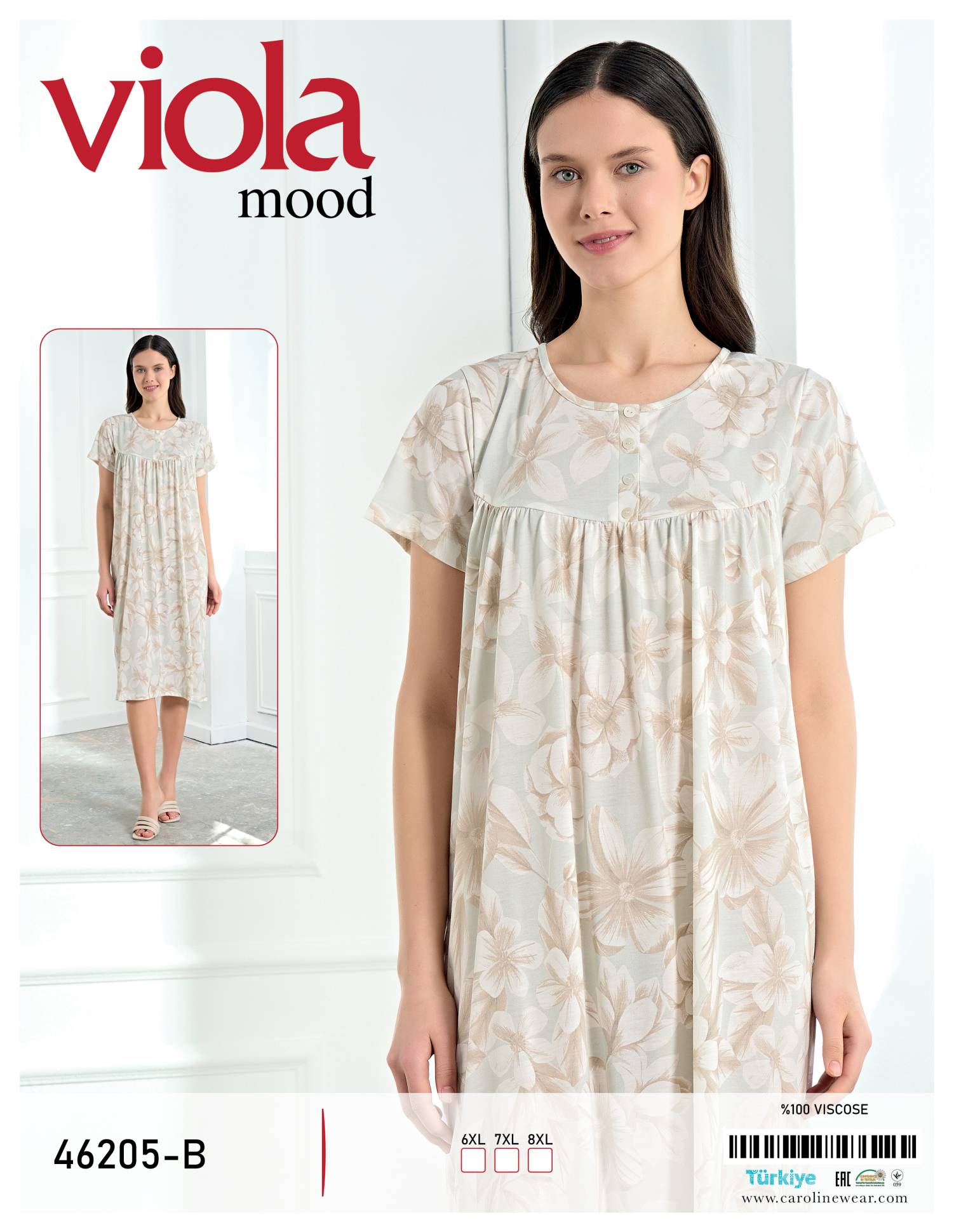 Viola 46205-B ночная рубашка 6XL, 7XL, 8XL