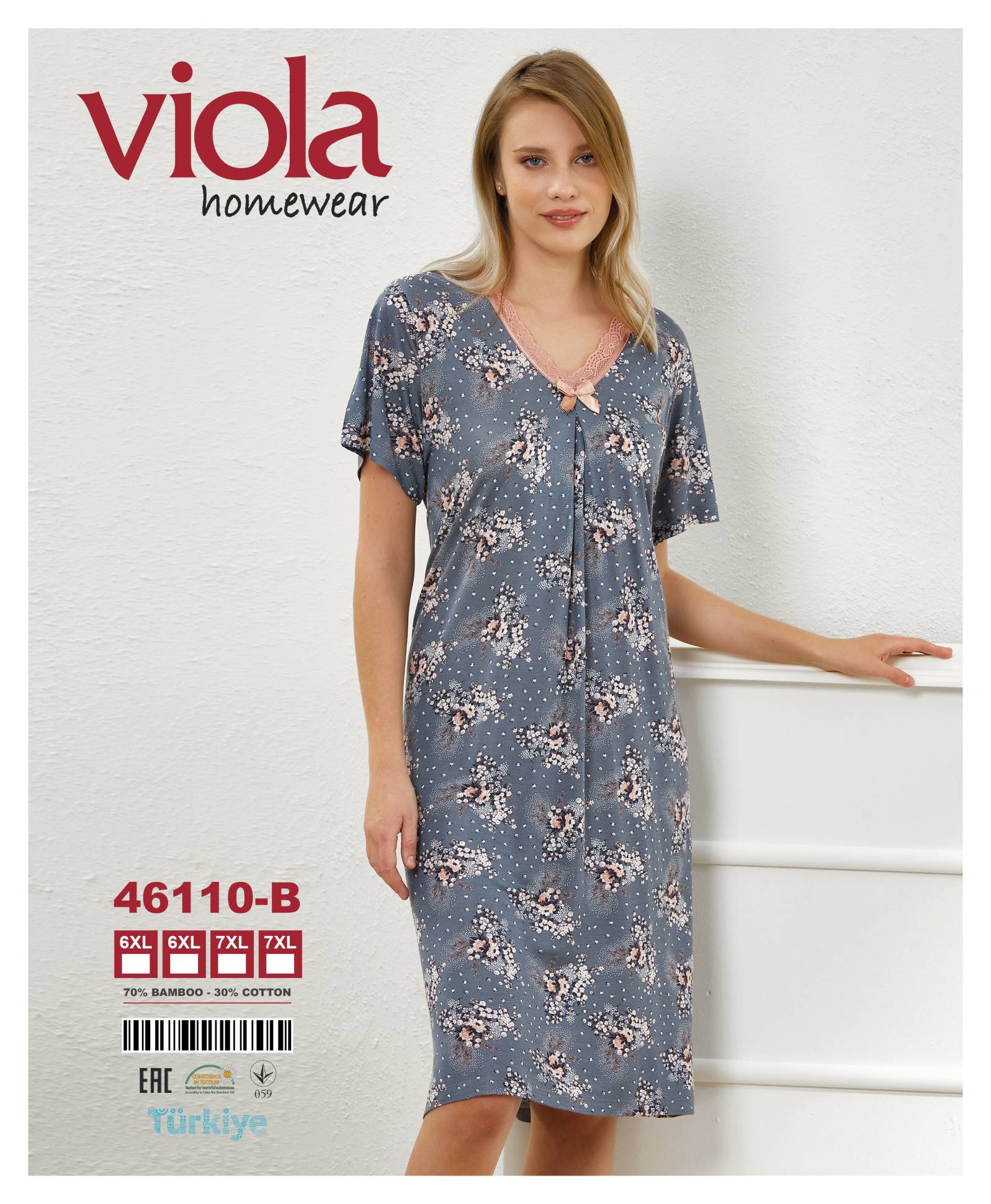 VIOLA MOOD 46110-B ночная рубашка 7XL