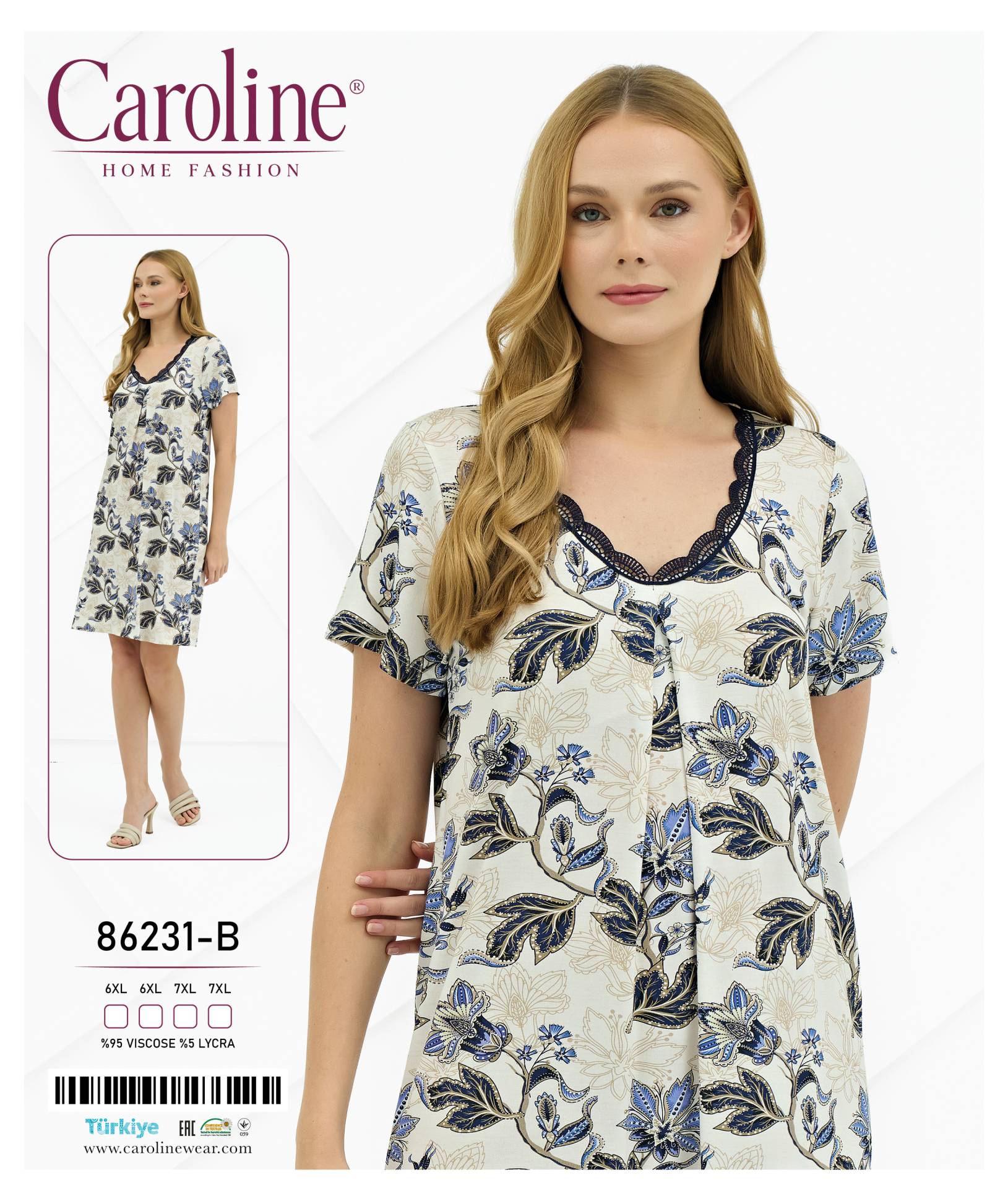 Caroline 86231-B ночная рубашка 6XL, 7XL